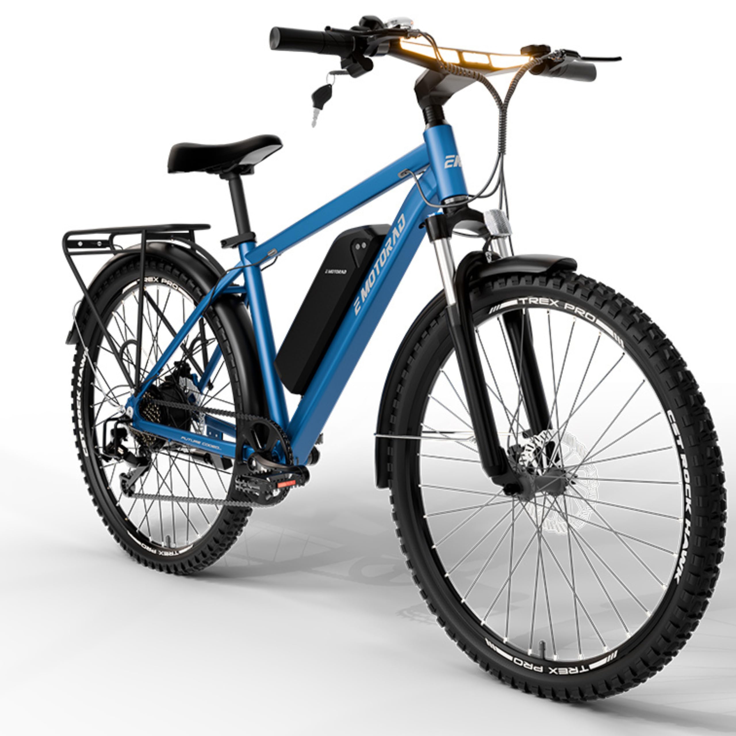 EMotorad T-Rex Pro | Vélo Électrique Tout-Terrain 250W | Batterie Amovible 13Ah | Autonomie jusqu'à 70 km | Moteur 36V 250W | Suspension 100 mm | Freins à Disque | Guidon Intégré avec Écran i13