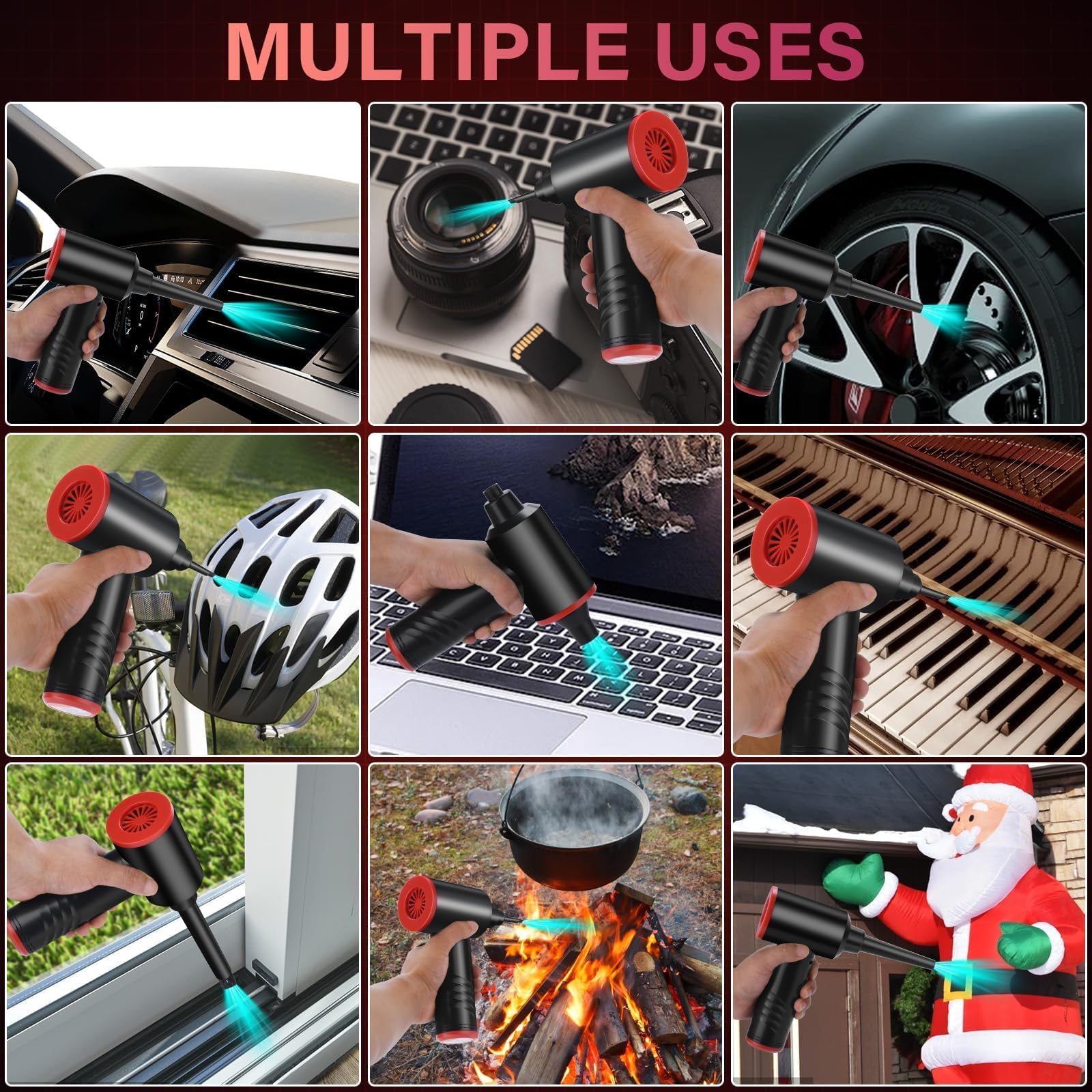 Staubgebläse Air Duster Elektrische Druckluft Mini Gebläse 3-Gang Cordless Einstellbar für PC Reinigung
