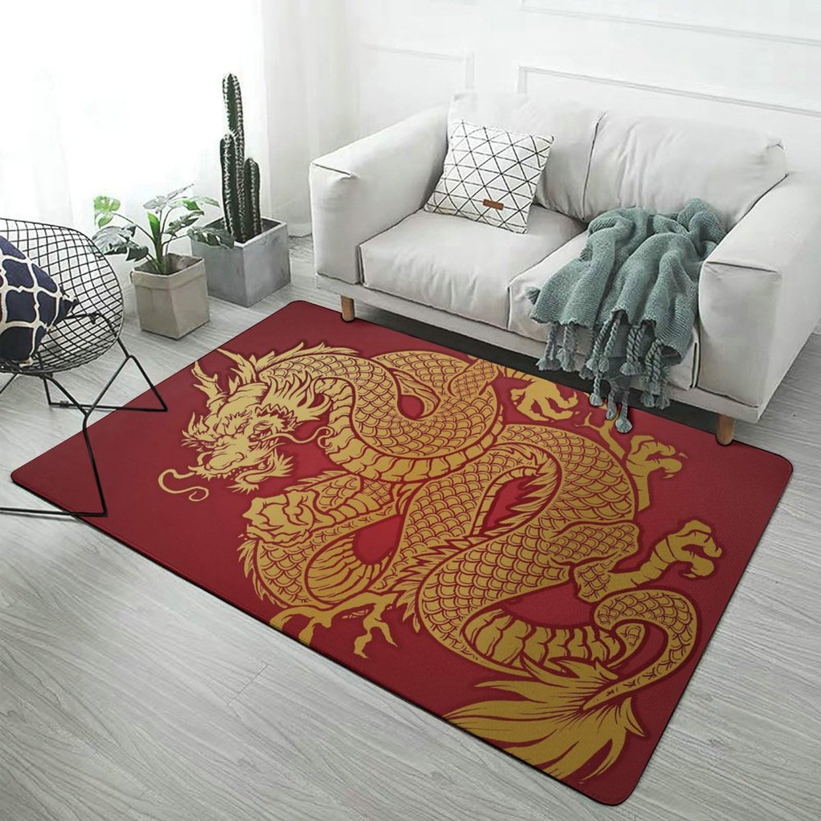 Amazon | ラグ カーペット 龍 ドラゴン 絨毯 ふわふわ ラグマット
