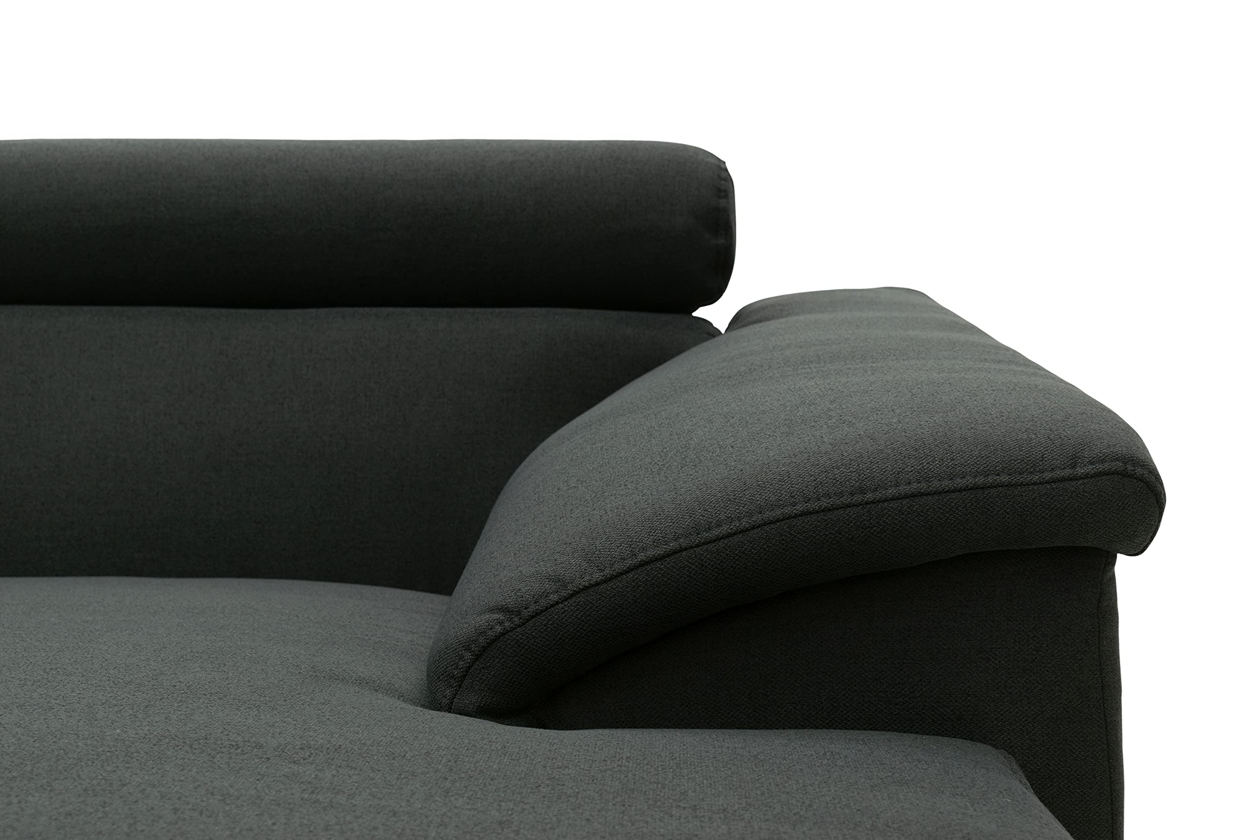 DOMO. collection Wohnlandschaft David FK, Longchair rechts mit Schlaffunktion und Bettkasten in U-Form, Schlafsofa mit Federkern und Rückenfunktion, 337 x 232 x 78 cm (BxTxH), anthrazit