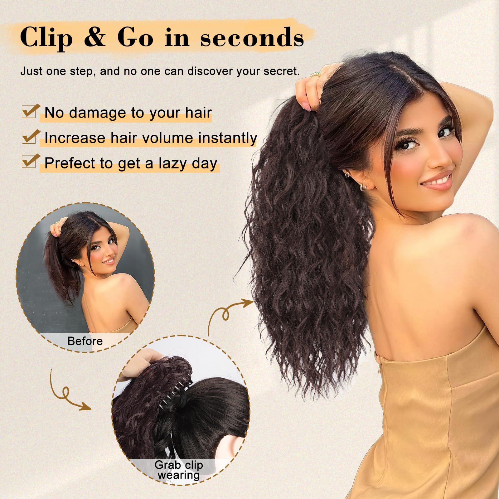 Dark Brown Ponytail Extension 18\