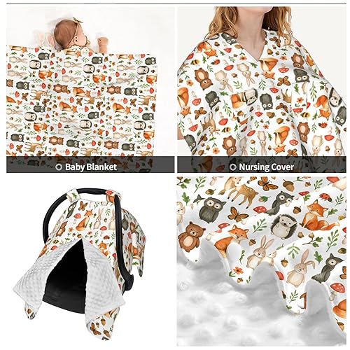 Miniatura 5 de KiuLoam Toldo de asiento de automóvil de animales del bosque, funda de lactancia para mamá lactancia, funda de asiento de automóvil para bebéfundas