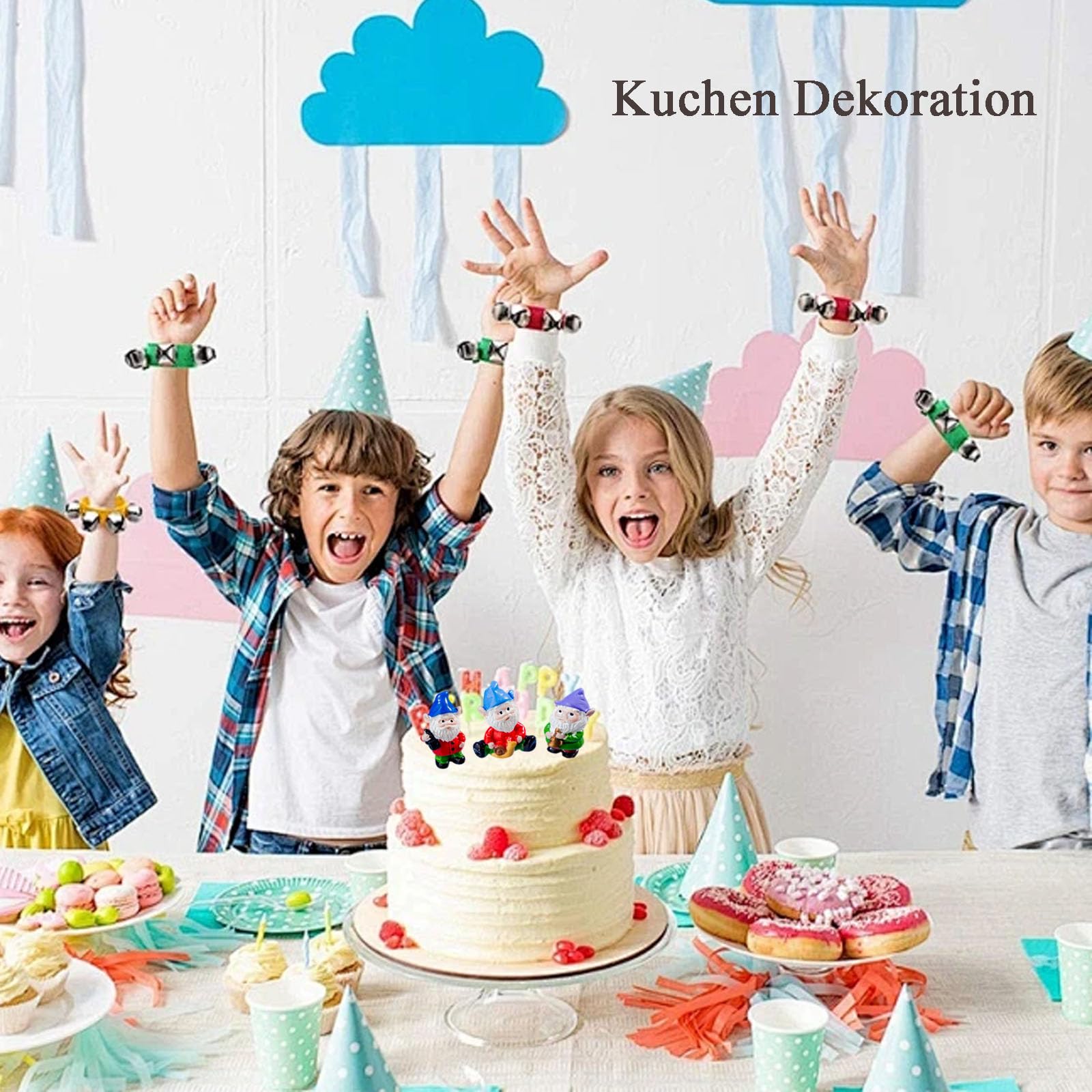 Gwindrise Happy Birthday Zwerge – Handgefertigter Plüsch-Tomte Mit Kuchen (33 Cm) Für Party-Deko
