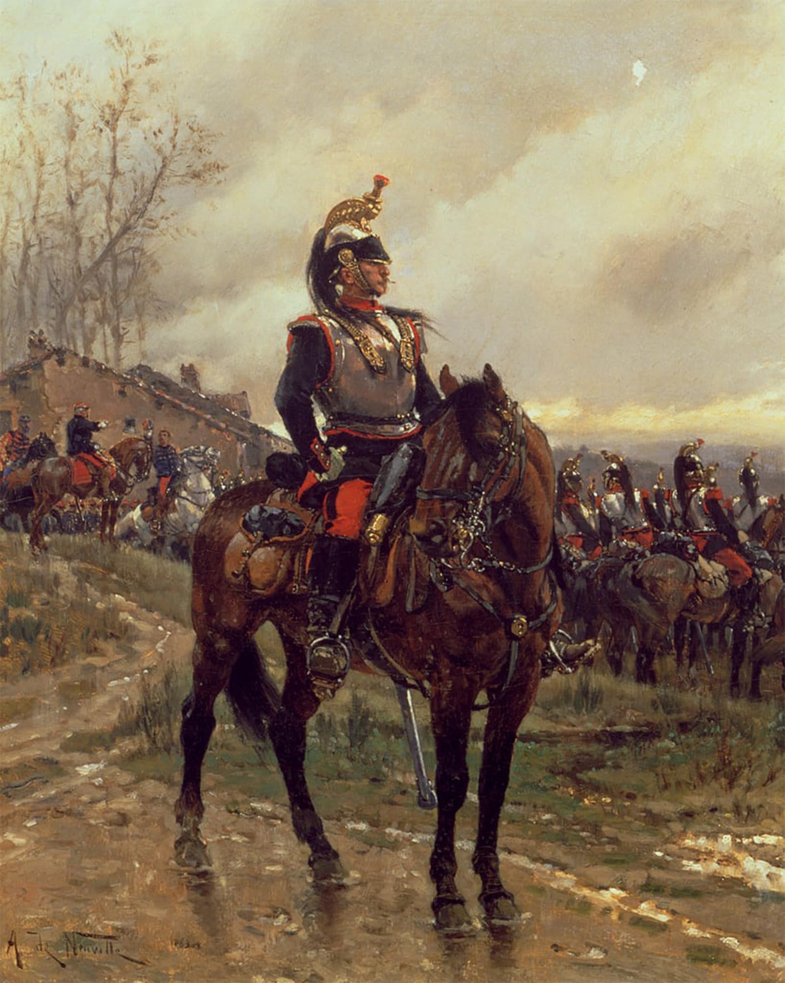 SERENDIPITP Aesthetic Poster Photo Wall Print Retro Picture the Hussars by Alphonse Marie De Neuville Modern Wall Artwork for Home Decor 60x90cm