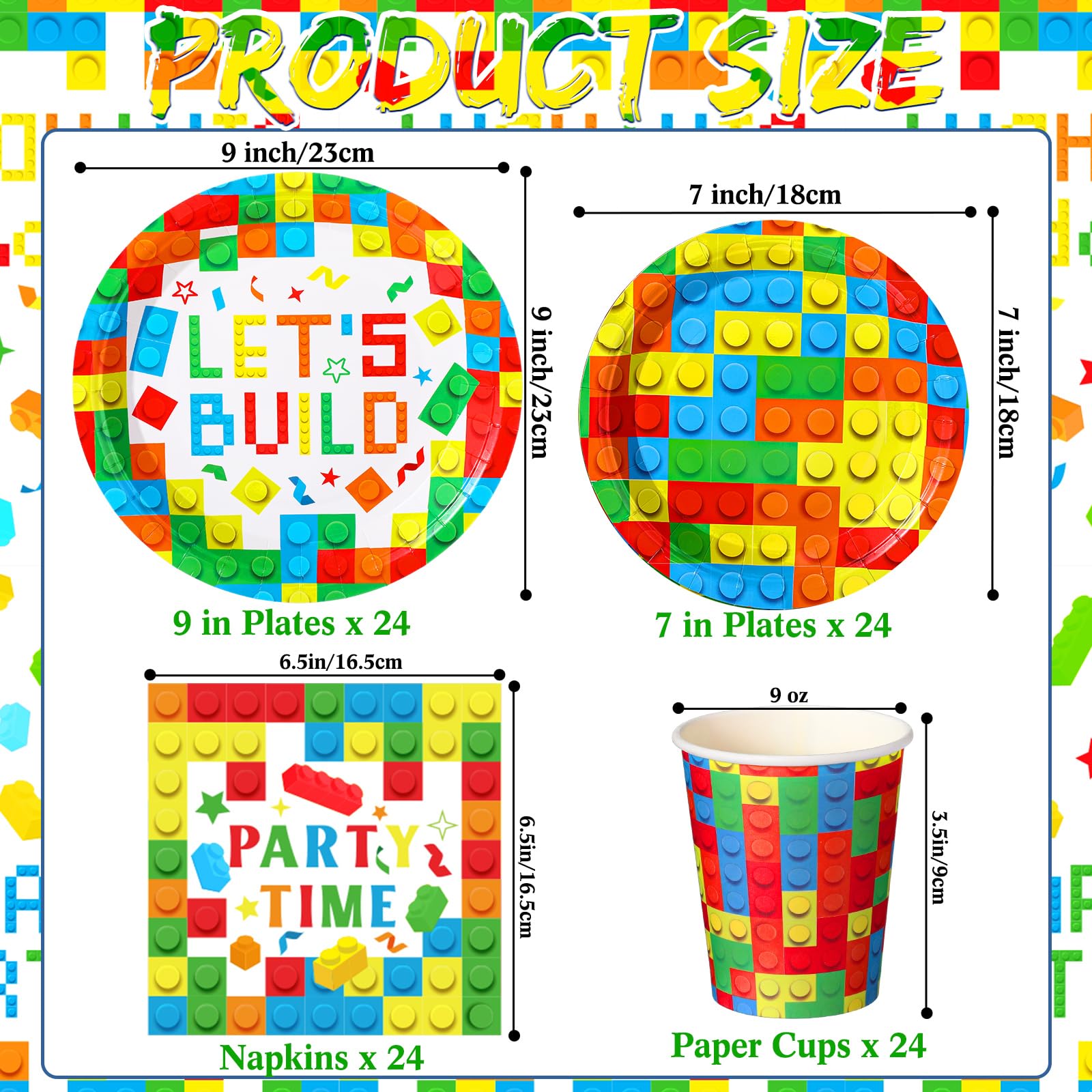 Gejoy 96 Pcs Building Block Birthday Party Supplies, Maldives