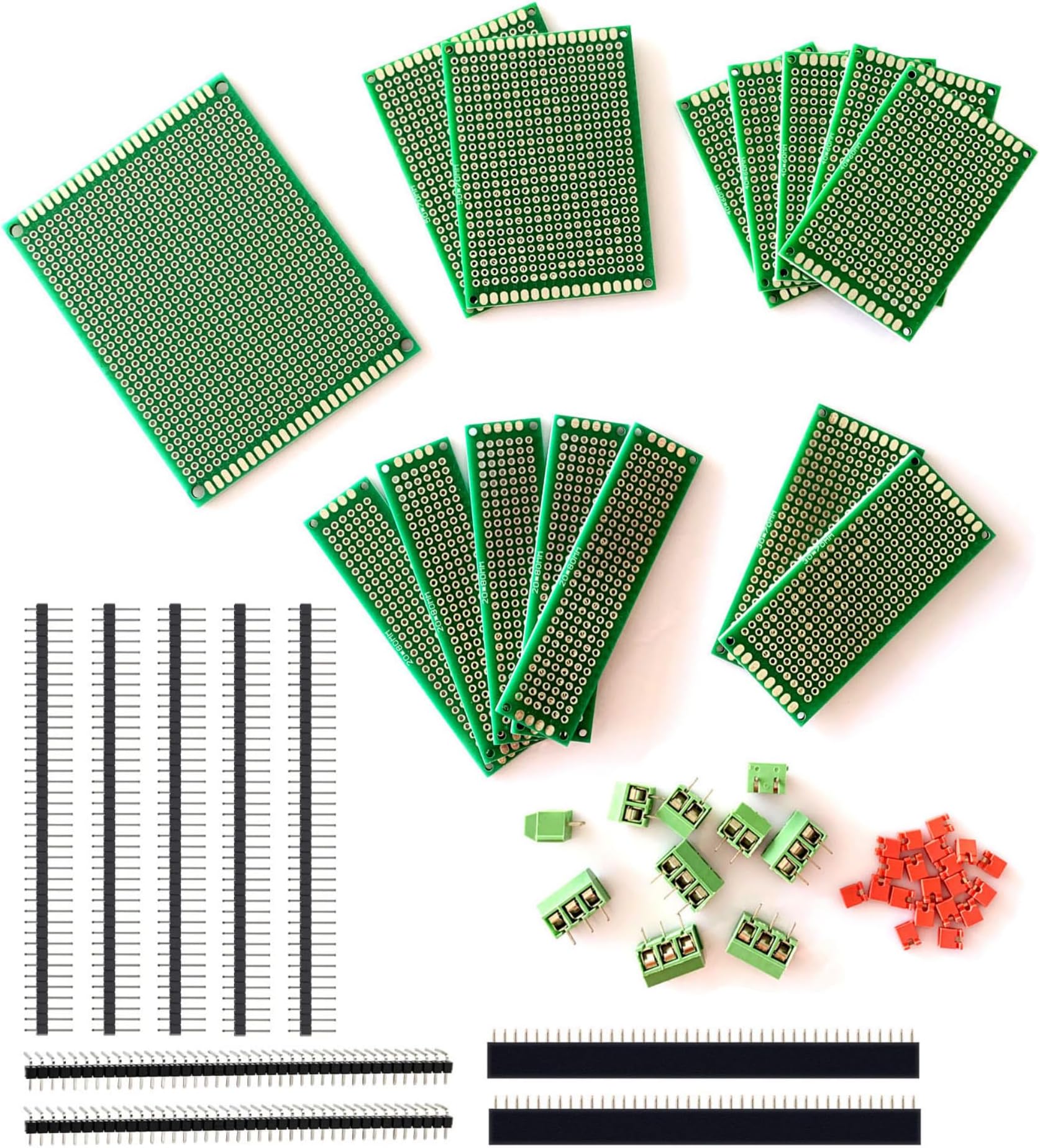 WWZMDiB 54Pcs 2.54mm PCB Circuit Perf Board Double Sided Protoboard for DIY Soldering with Arduino Kits