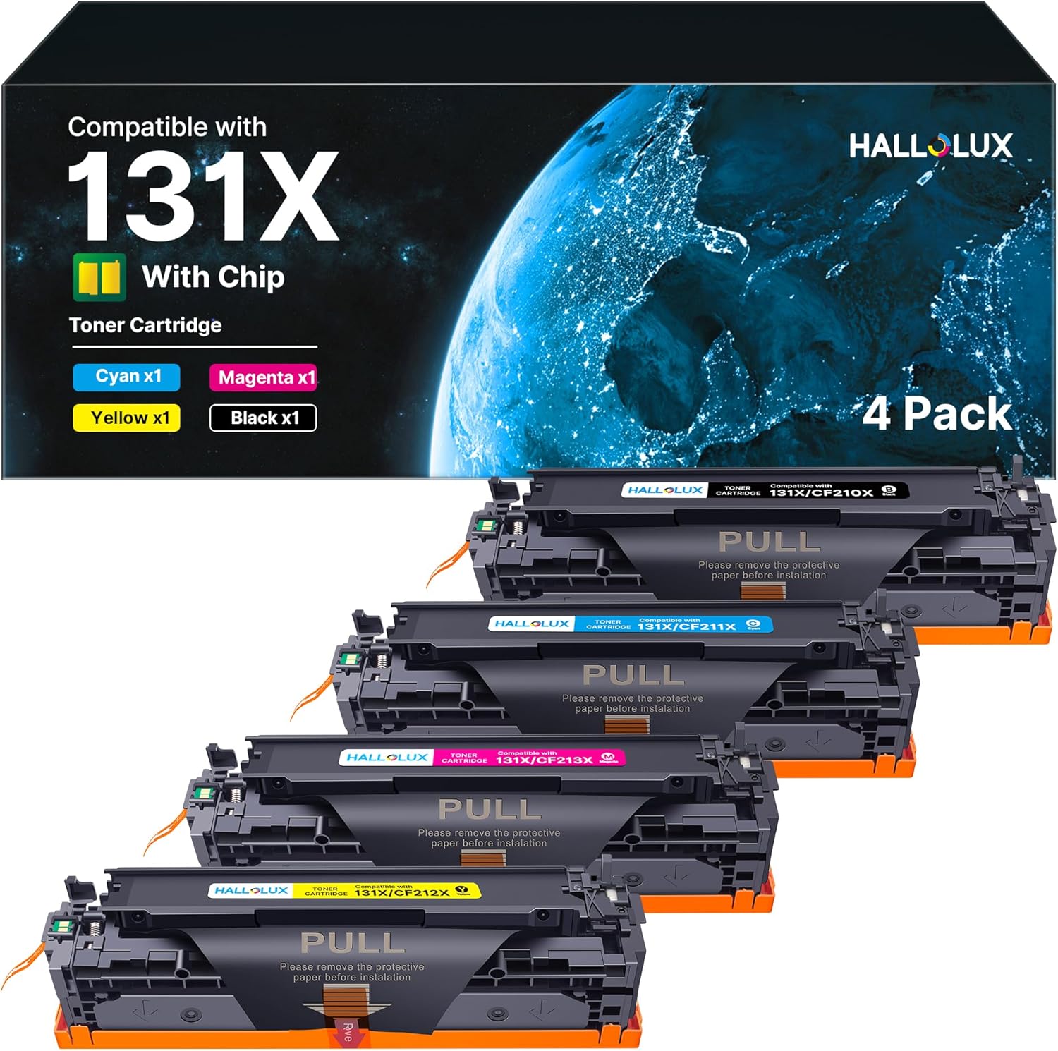 HALLOLUX 131X 131A Toner mit Chip Kompatible für HP 131X CF210X 131A CF210A für HP Laserjet Pro 200 Color MFP M276nw M276n M251n M251nw CP1215 CM1312 (4er-Pack, Schwarz Cyan Gelb Magenta) - Amazon product rated Grade A