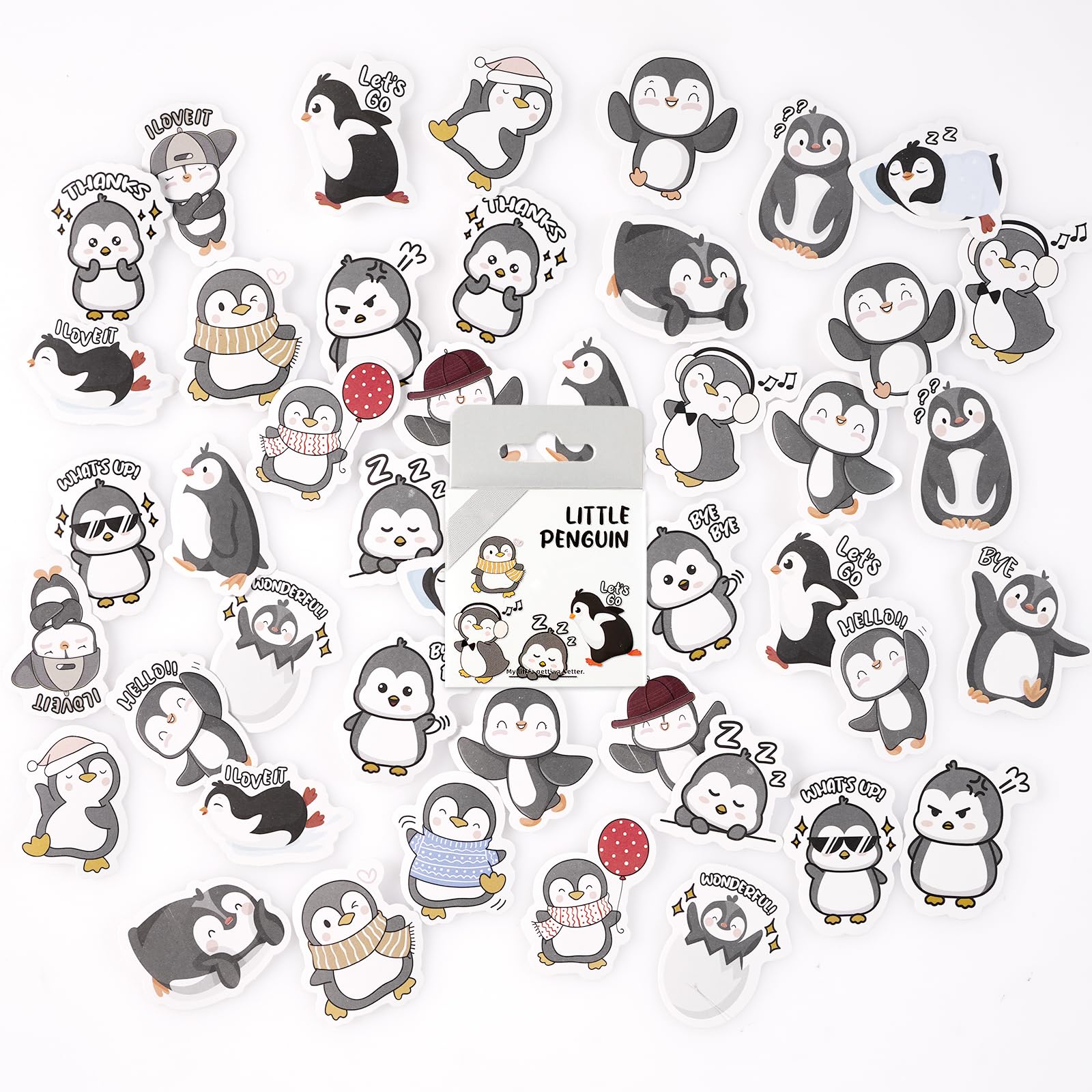 46PCS Cute Penguin Stickers,Cartoon Animal Decals Penguin Theme Stickers for Children Teens Adults Travel Case, Laptop, Planners, Calendars, Scrapbook, Suitcase, Notebooks, Journal