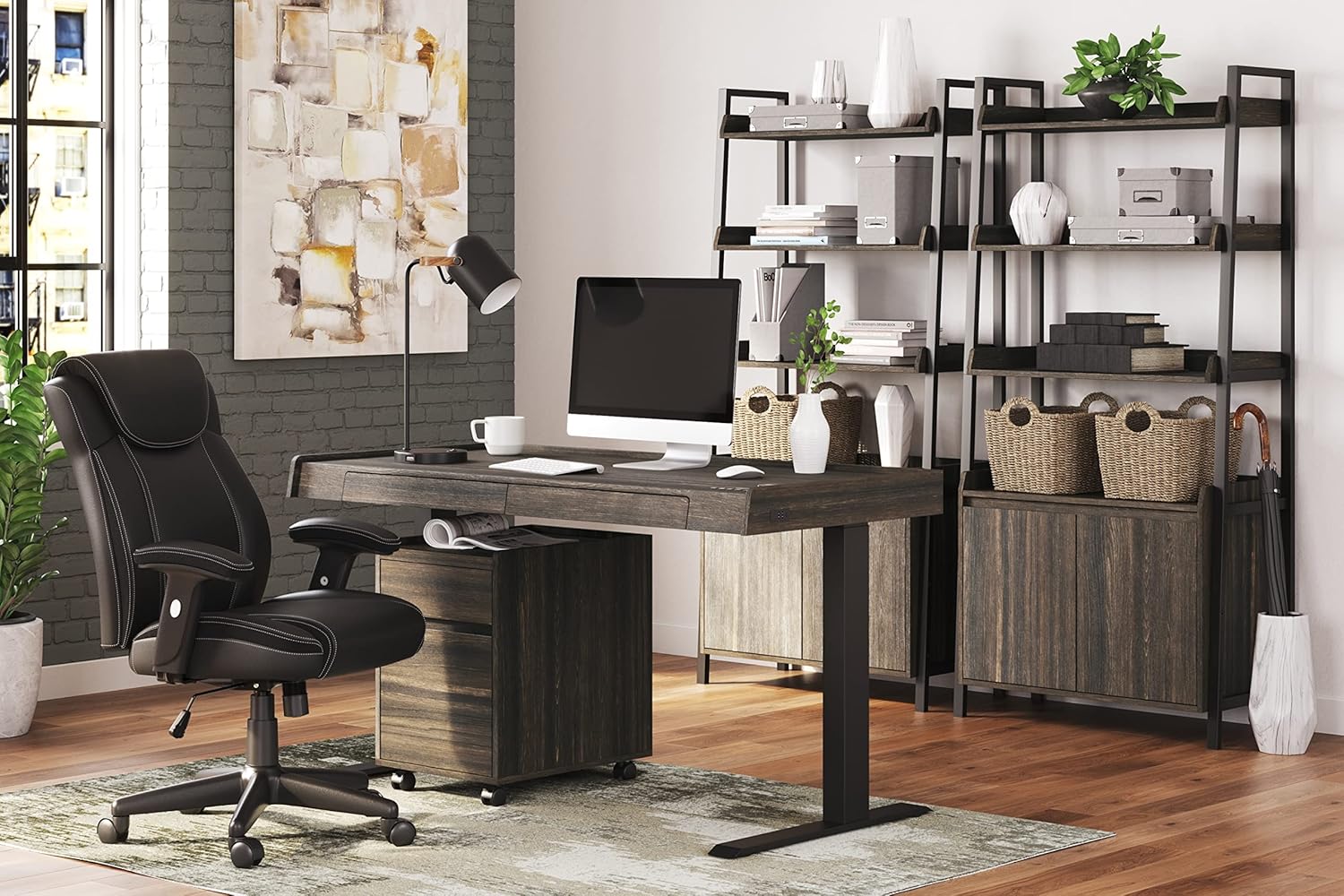 Zendex Sleek Modern Dark Brown Wood File Cabinet with 2 Drawers