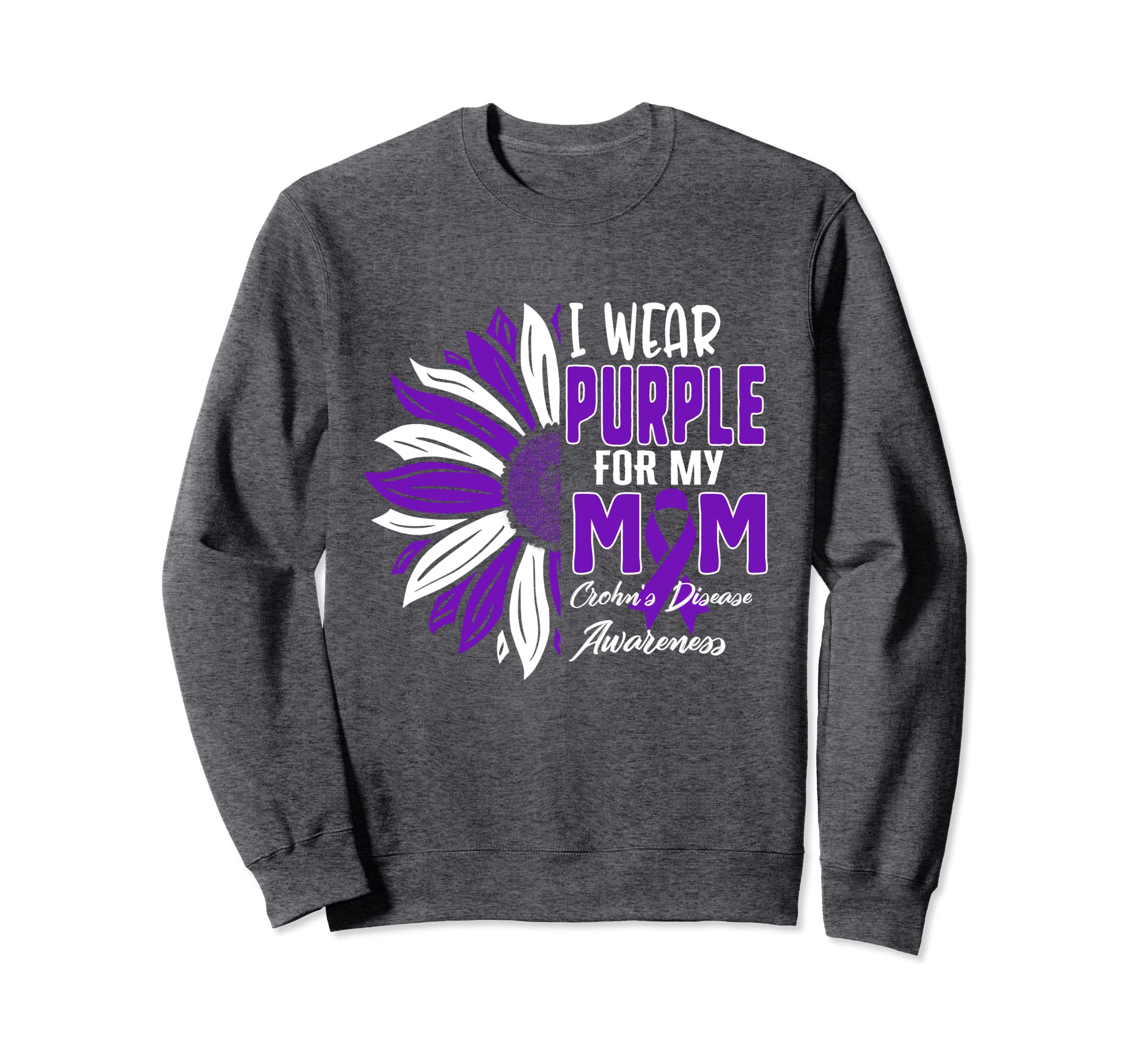 I Wear Purple For My Crohn's Disease Awareness Ribbon Sunflo Sweatshirt