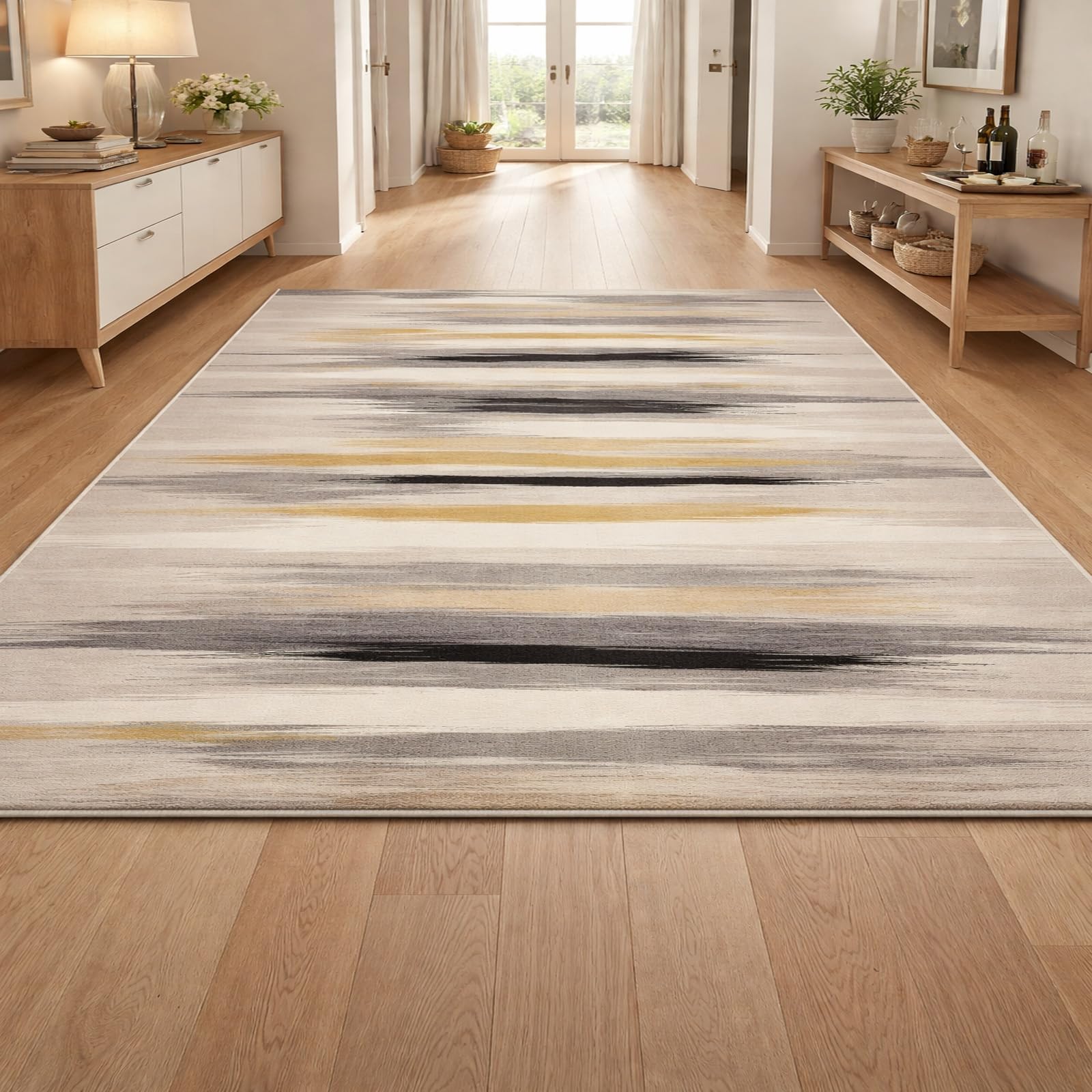 Alfombras lavables para sala de estar Rururug pasillo alfombra suave beige