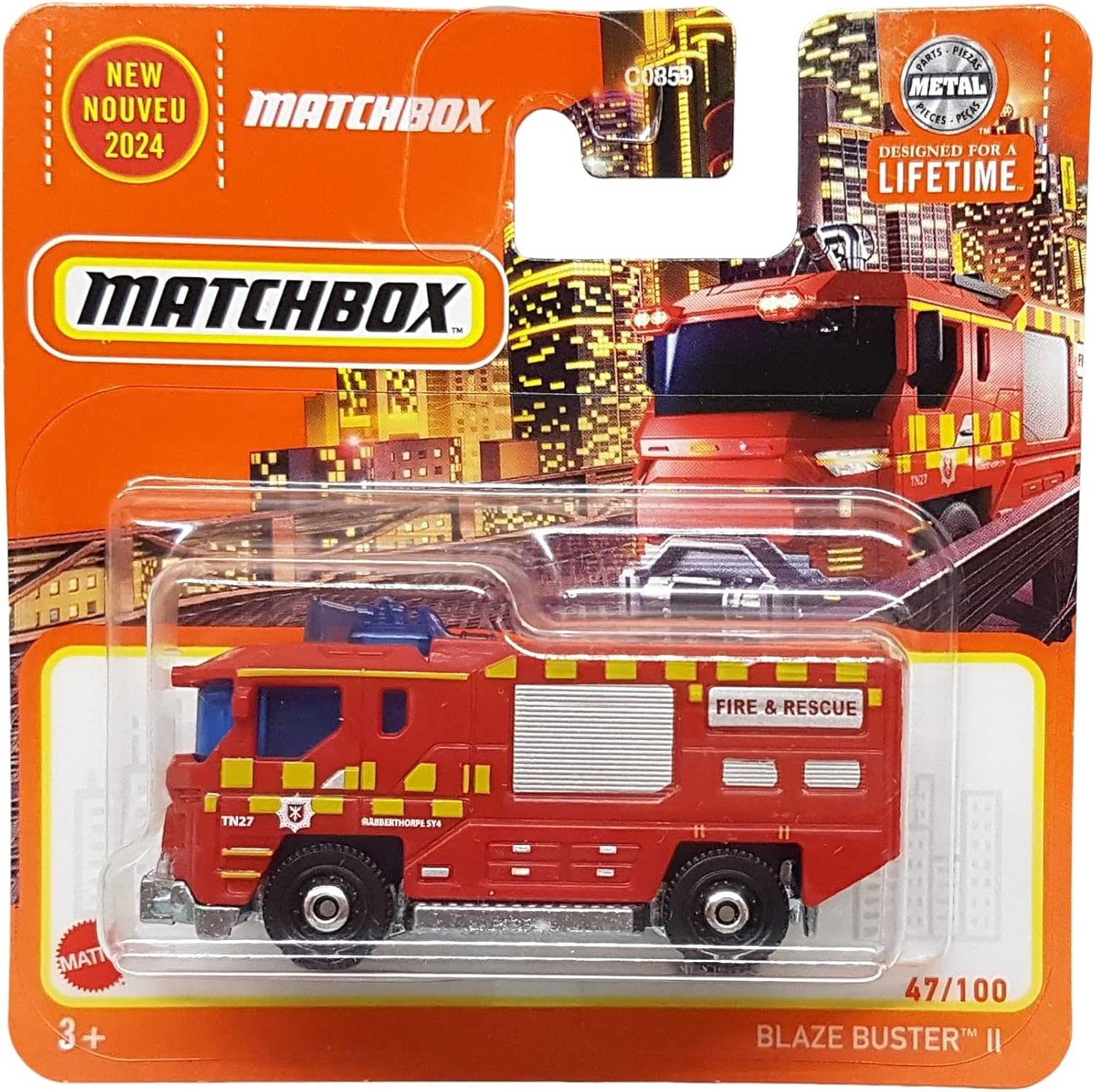 Matchbox - Blaze Buster II - MBX Metro 47/100 - HVN44 - Short Card - Fire & Rescue - Superfast Lesney - Mattel 20245-1:64