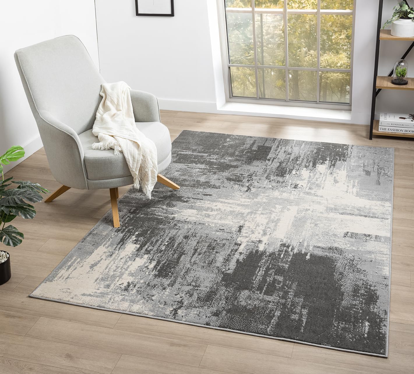 Desire Rugs Obsidian Abstract Rug 120 x 170cm Grey Polypropylene