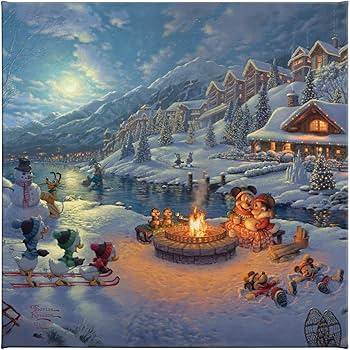 Amazon.com: Thomas Kinkade Mickey and Minnie Christmas Lodge 14