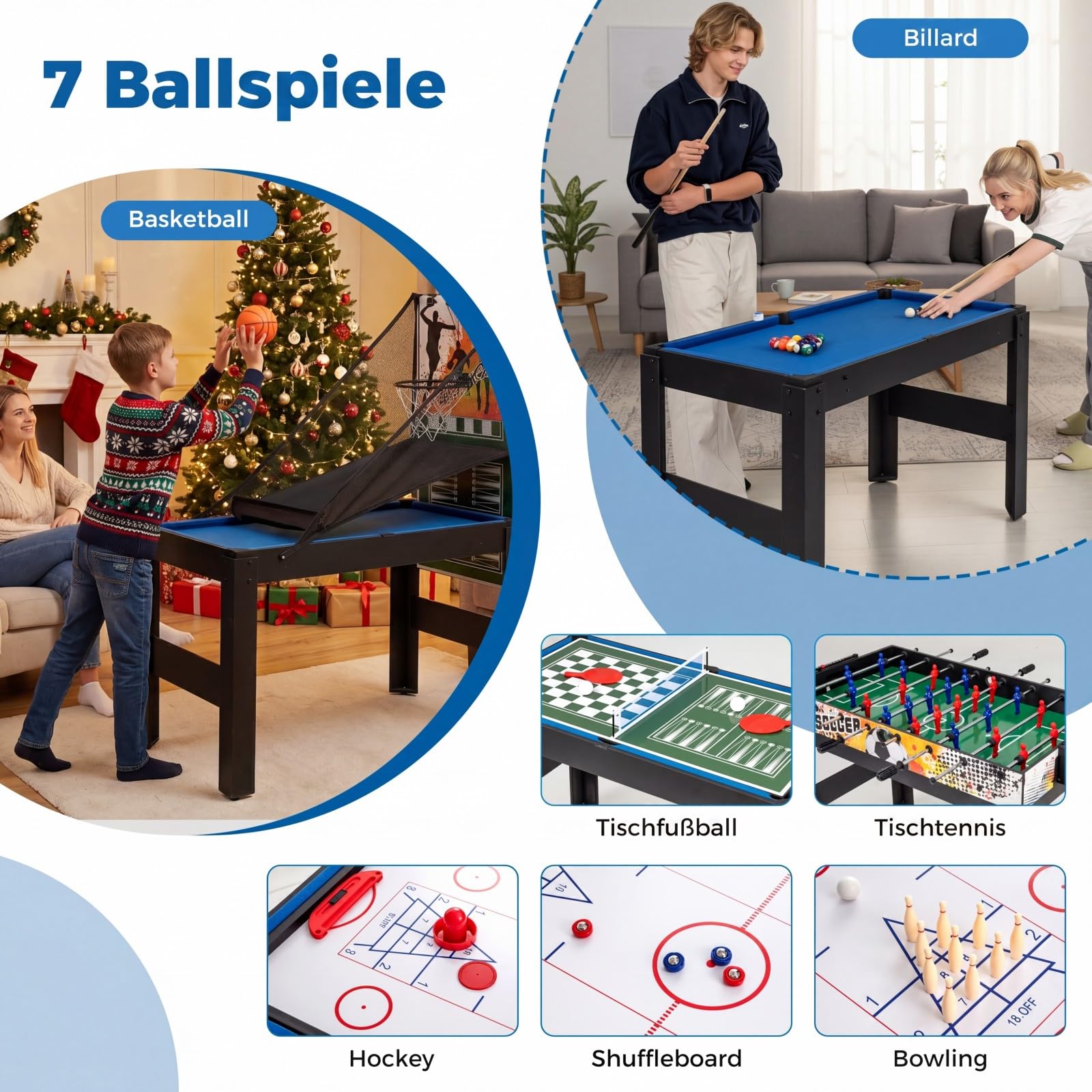 COSTWAY Zestaw stołowy 14 w 1, wielofunkcyjny, z piłkarzykami, hokejem, bilardem, tenisem stołowym, kręgielnim, shuffleboardem, szachami, kobietami i backgammonami, stół kombi dla dzieci i dorosłych