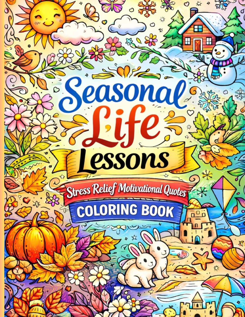Seasonal Life Lessons: Stress Relief Motivational Quotes Coloring Book