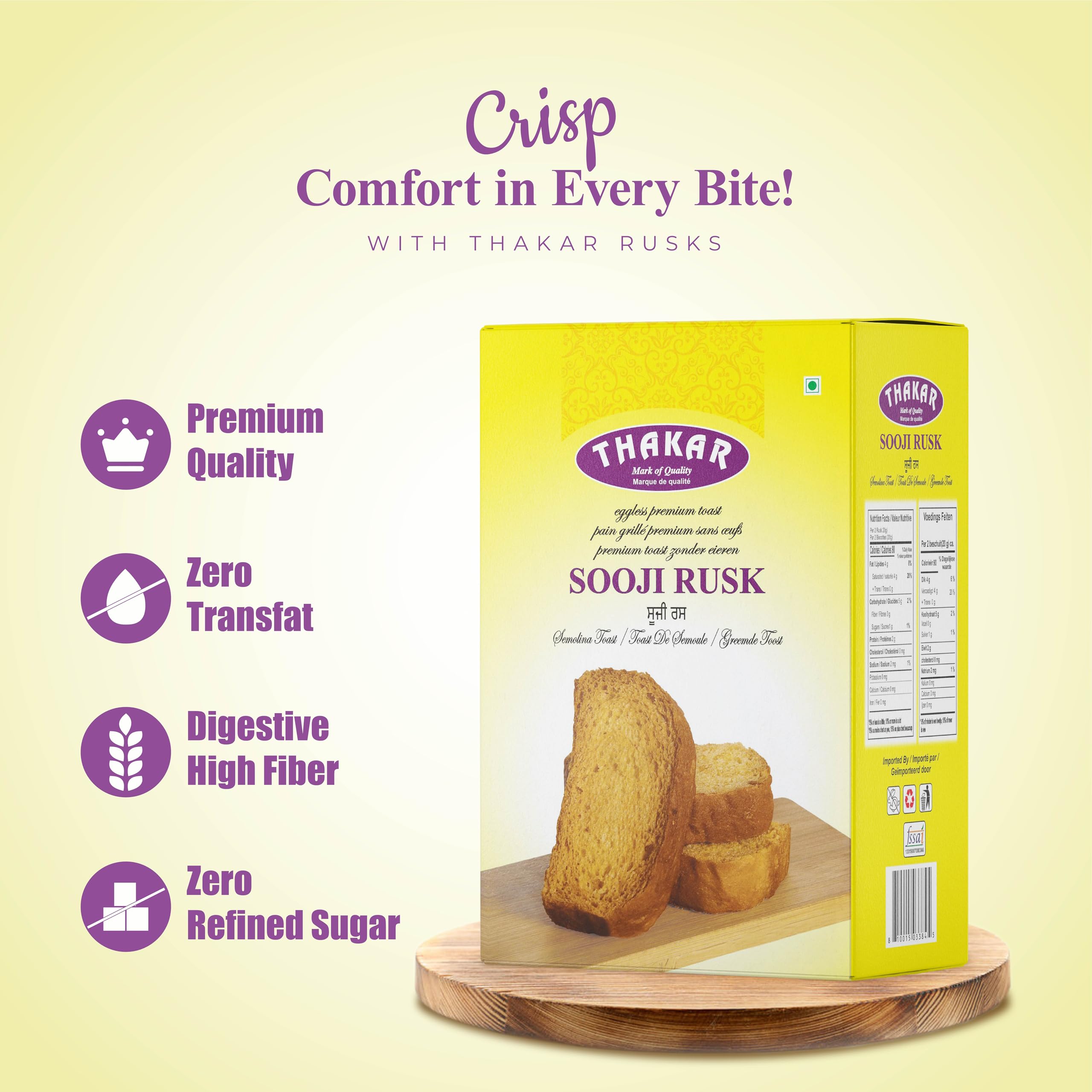 THAKAR Sooji Rusk 700g – Crispy Suji Rusk Toast Biscuits | Made