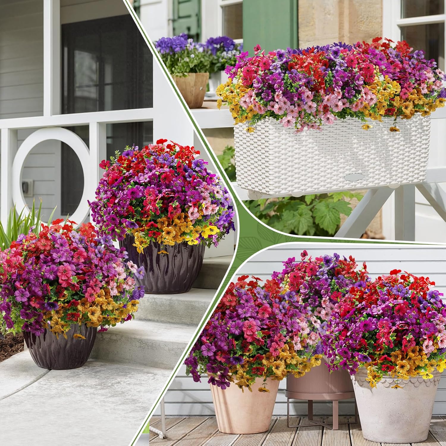 FGSAEOR 20 Bundles Artificial Flowers for Outdoor Indoor, Faux Flower Daisy with Eucalyptus Leaves Fake Plants Greenery, Garden Home Decor for Boxwood Porch Patio - Image 5