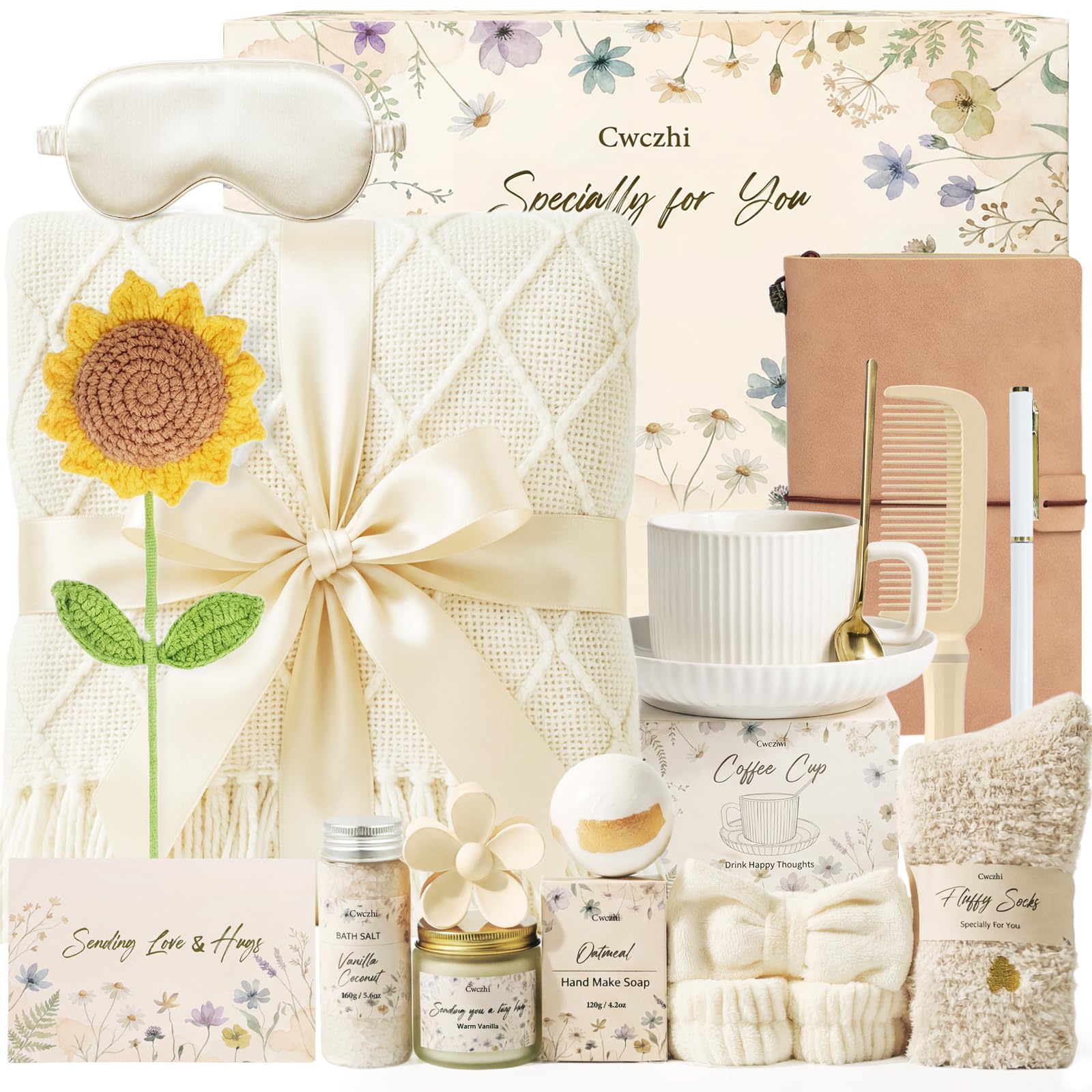 Mothers Day Gifts Happy Birthday Gifts for Mom Wife Grandma Daughter Friends Siste,Self Care Gift Get Well Relaxing Spa Gift Basket Set