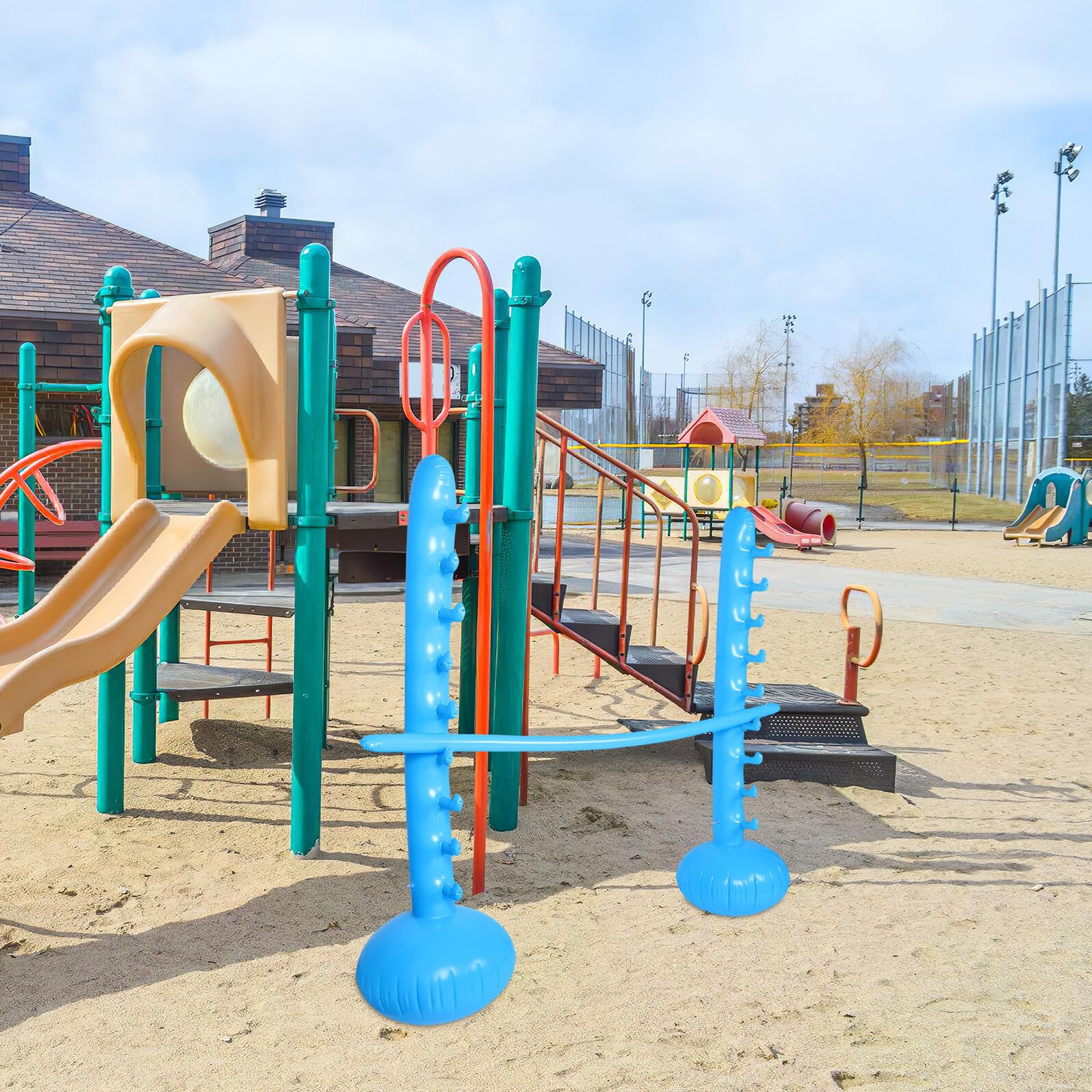 Aufblasbarer Limbo Stab für Kinder Blau aus Pvc als Partyspiel | Eltern Kind Interaktion, Kinderfreundlich Gestaltet, Draußen bei Festen, Garten und Park Einsetzbar
