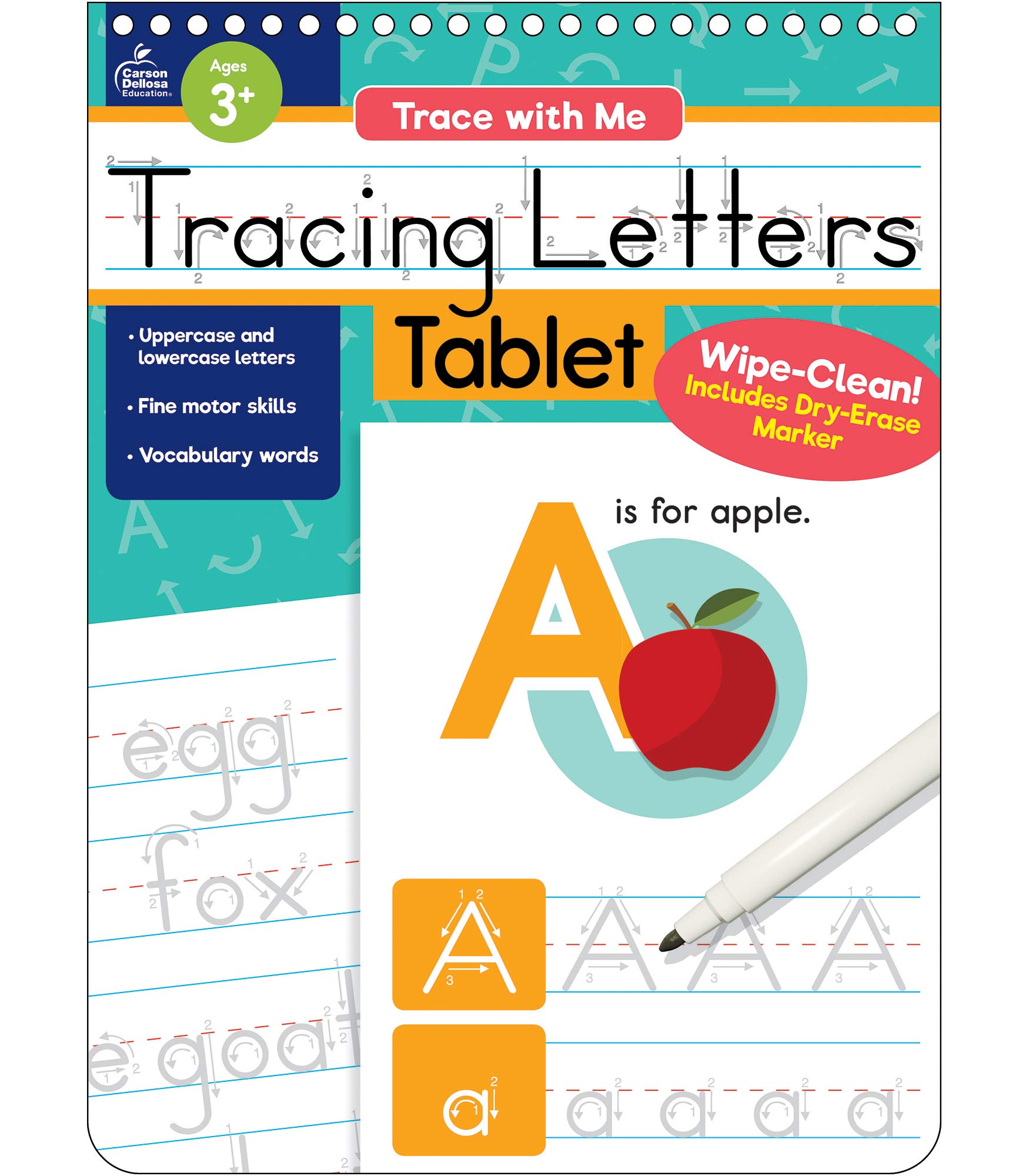 Carson Dellosa Trace With Me Letter Tracing Books for Kids Ages 3-5, Dry Erase Preschool Workbook, Learn to Write the Alphabet With Wipe Clean Handwriting Practice