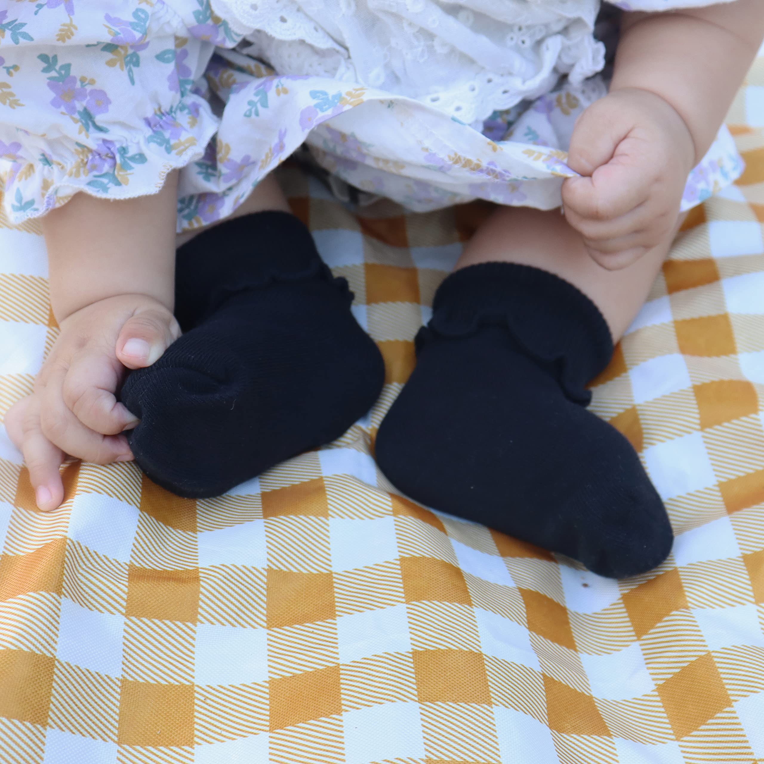 Sanwit 6 Paar rutschfeste Baumwollsocken mit Rüschen, niedrig geschnitten