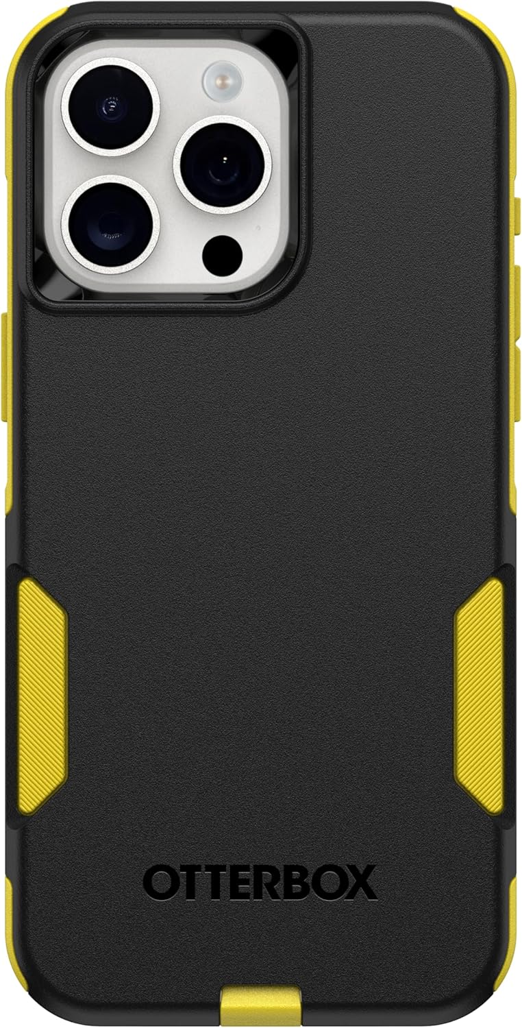 OtterBox iPhone 15 Pro Max (Only) - Commuter Series Case - Night (Black & Yellow) - Slim & Tough - Pocket-Friendly - with Port Protection