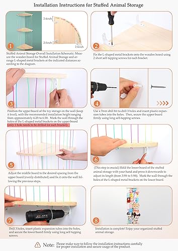 Miniatura 8 de Hamaca de almacenamiento de animales de peluche, soporte de madera para juguetes de peluche, organizador de almacenamiento de juguetes para sala de