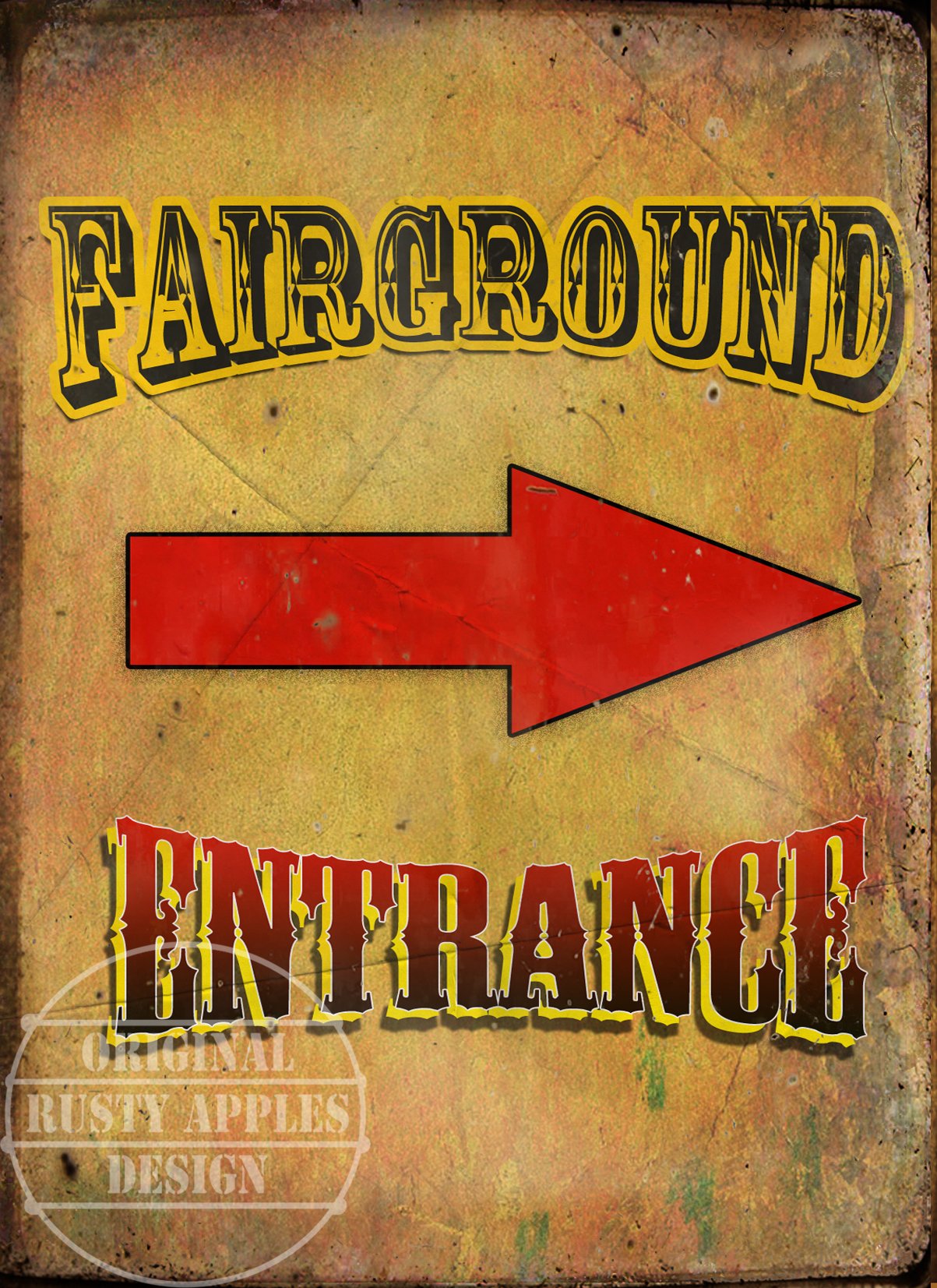 The Rusty Apples Metal Sign Co Fairground Entrance Vintage Circus Carnival Fairground Metal Sign Home Decor – Vintage - Style Metal Sign – 3 Sizes To Choose – Home Decor – Unique Gift (8” X 6” 200 X 150 Mm)