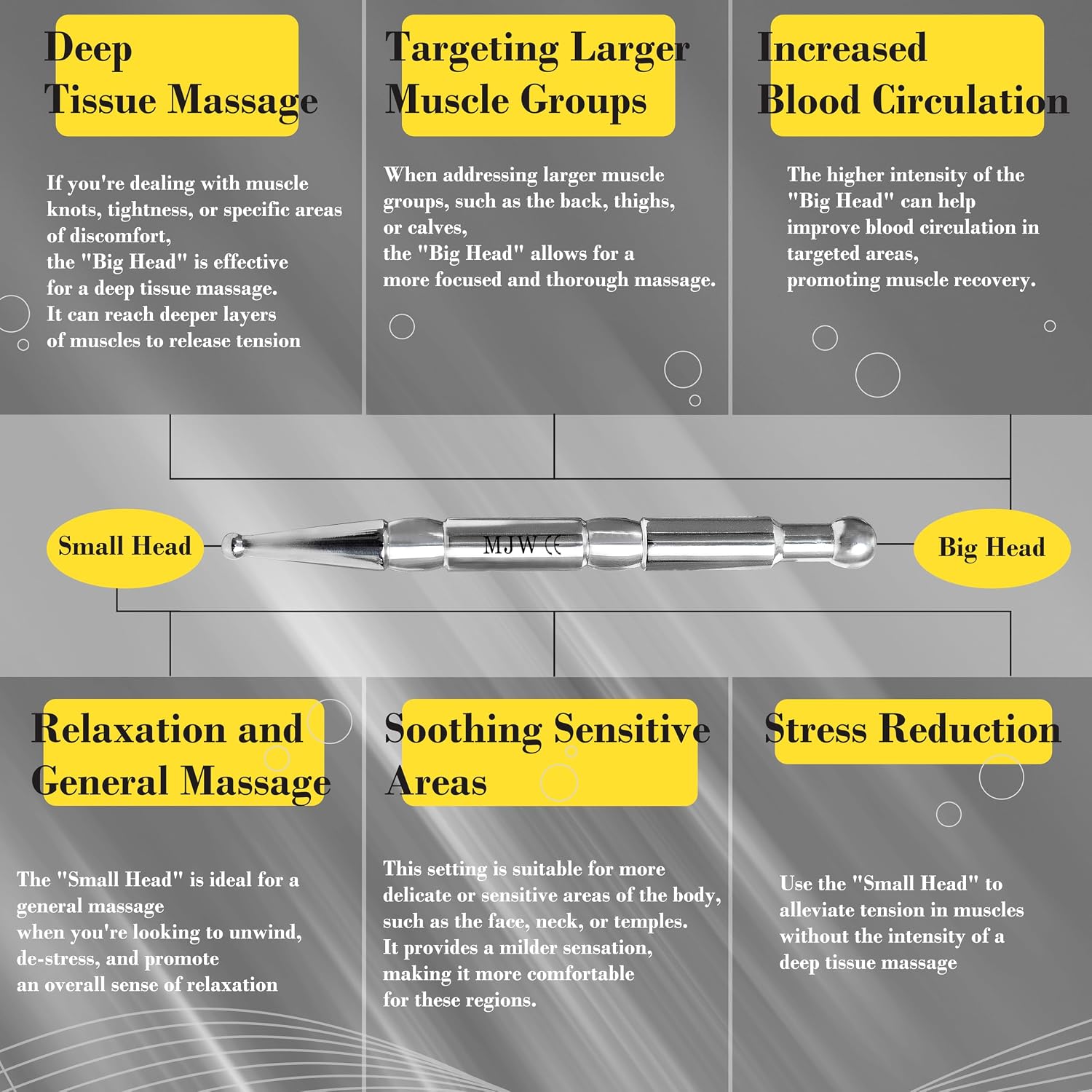 MJW Stainless Steel Pen Massage Tool for Pain Relief – Ideal Facial Reflexology Massage Tool, Acupressure & Meridian Pen – Silver Manual Acupuncture for Trigger Point