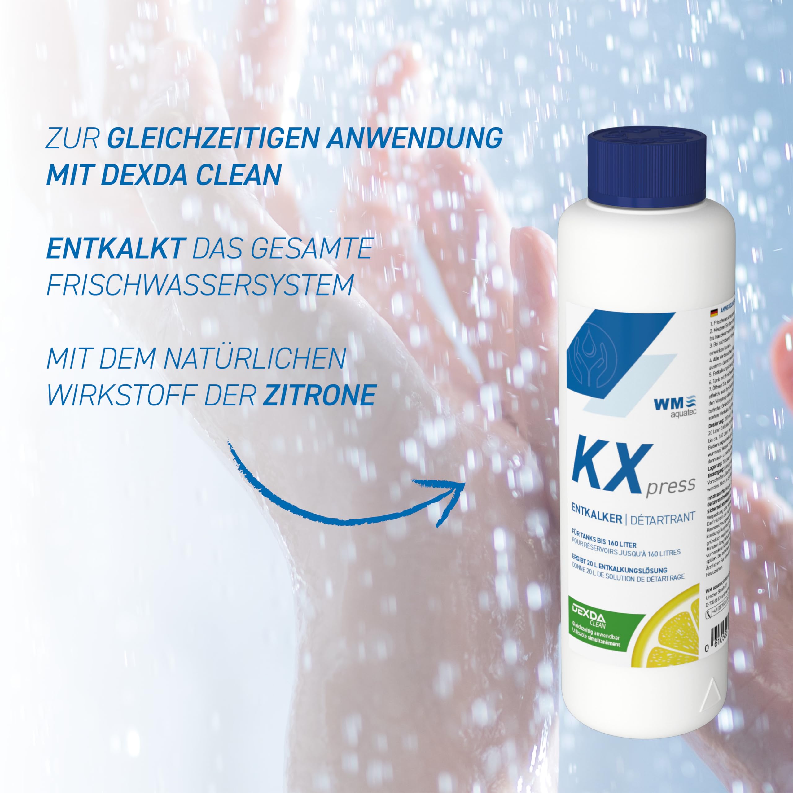 WM aquatec Hygiène-Trio HGT-120 | Set complet d'hygiène de l'eau pour réservoirs jusqu'à 160L | Nettoyage, détartrage, désinfection et conservation autom. de l'eau | pour caravane, camping-car, bateau