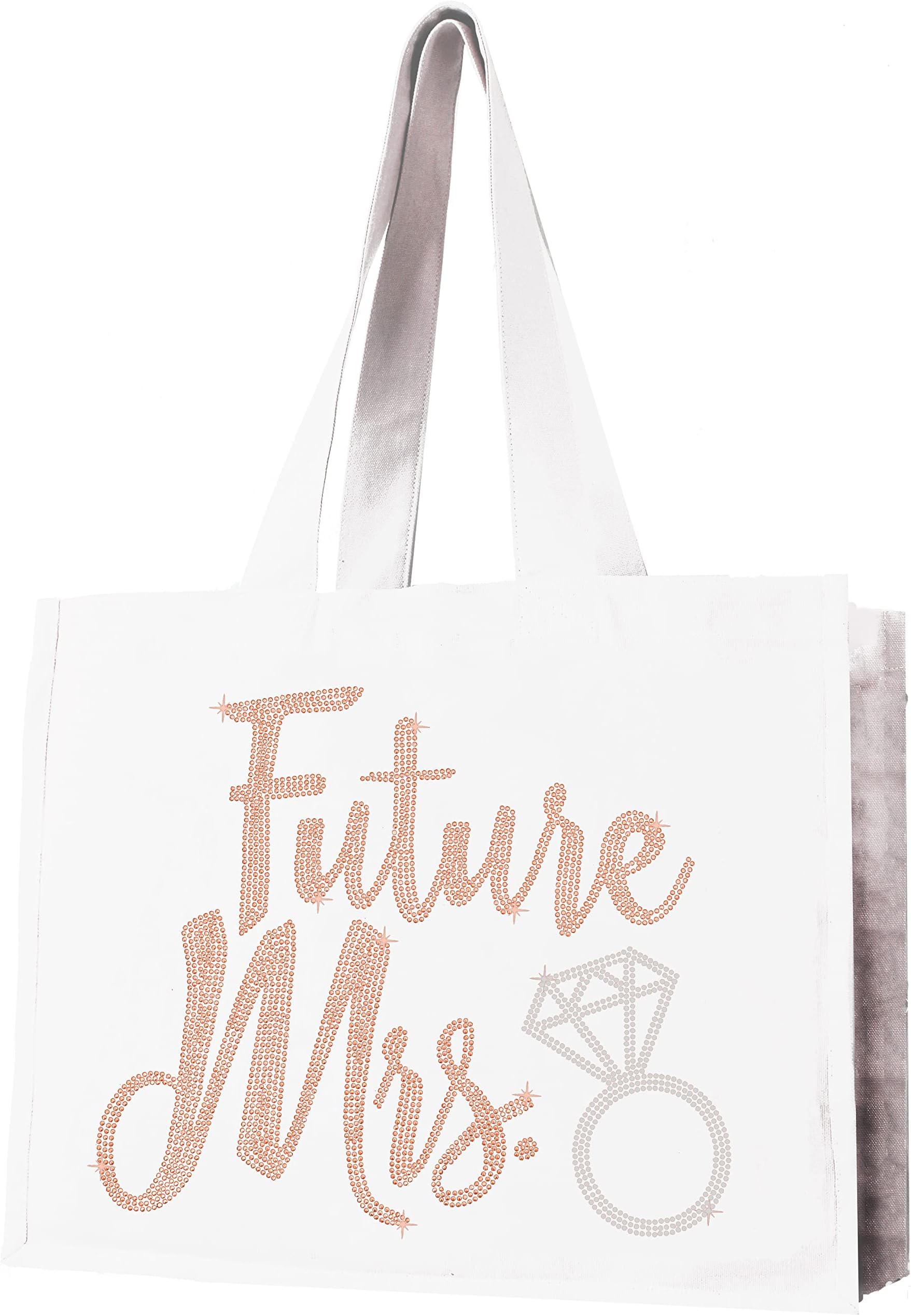 RhinestoneSash Rose Gold Bridal Party Tote Bags - JUMBO 18" x 14" Wedding Totes - Bridal Shower Gifts & Favors