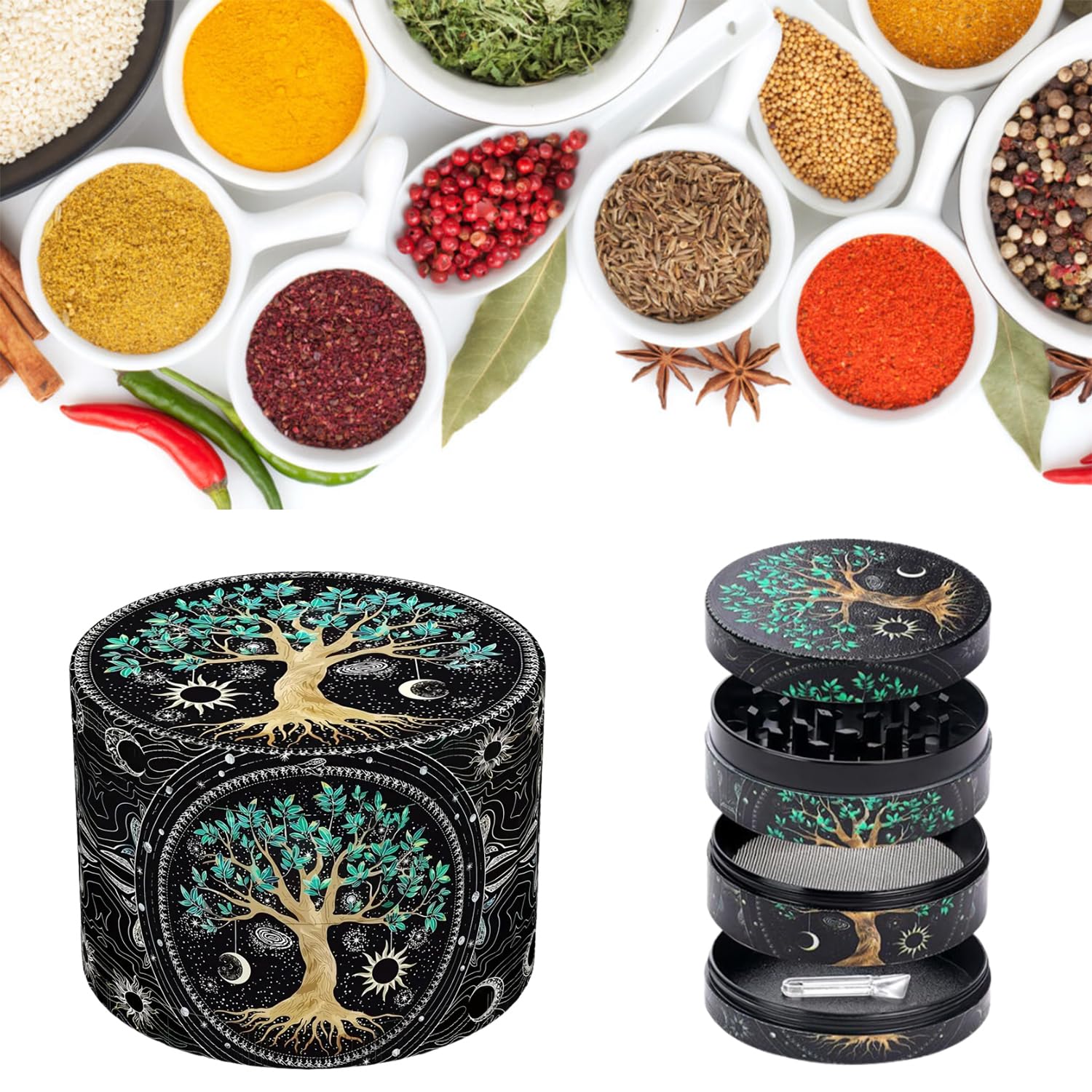 Crusher for Weed, Mixer Grinder, Grinder, with Precision Teeth, 4-Layer Design, Aesthetic Kitchen Tool for Herbs & Spices (1.57 * 1.57in)