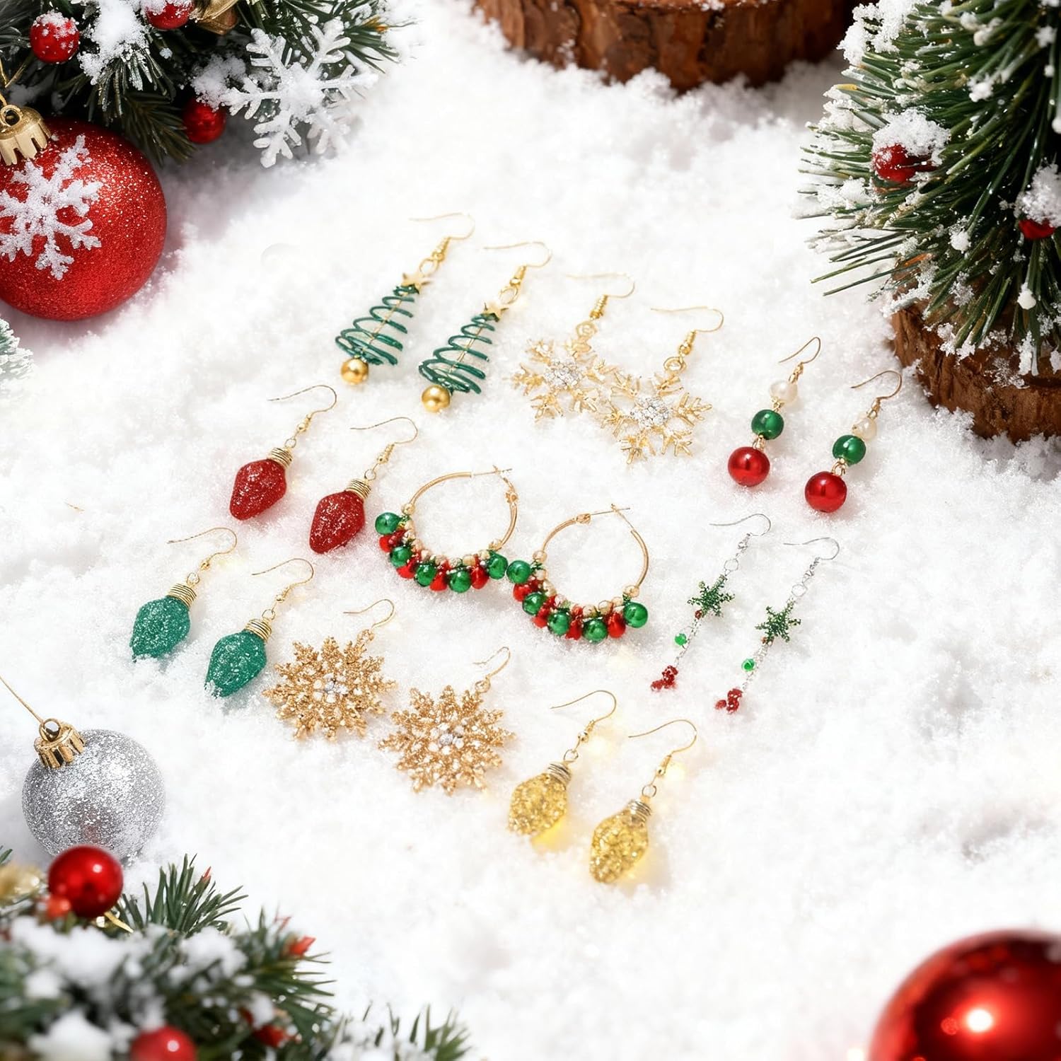 Christmas Earrings for Women Holiday Gifts JingleBall Snowflake Bow Earrings Dangle Stocking Stuffers Christmas Dresses Accessories for Women Cute Xmas Party Jewelry Gifts - Image 4