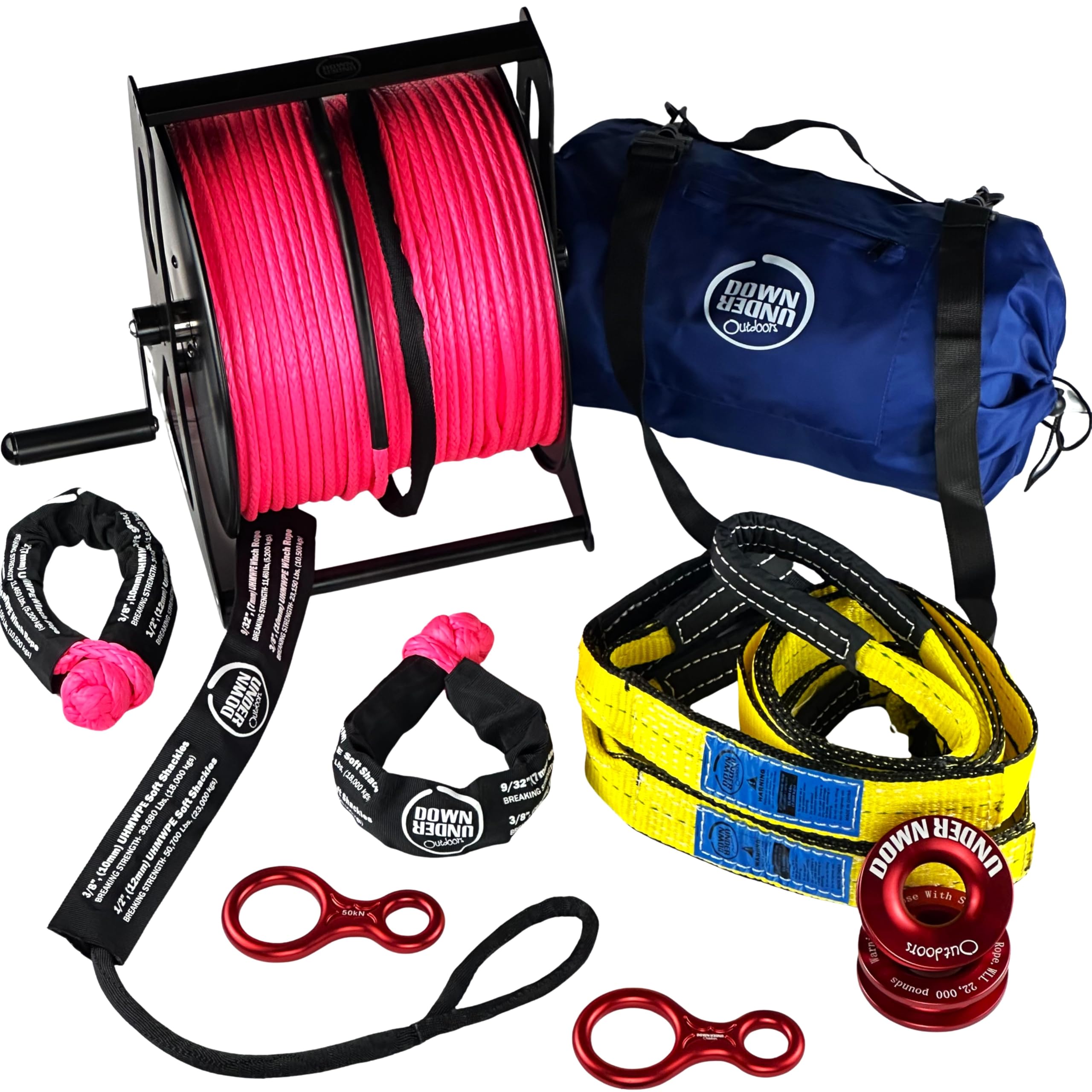 DOWN UNDER OUTDOORS Deer Drag Game/Log/4x4 Recovery Kit, 650 ft of 9/32”