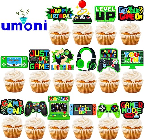 Miniatura 2 de 36 piezas de decoración de cupcakes para fiesta de videojuegos, consola de juegos, decoración de fiesta de cumpleaños, decoración de pastel para