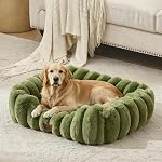 Luxury Dog Beds,Large Sized Dog Washable Furry Pet Beds,Comfort Rectangle Pet Sofa Couch with Ultra,Puppy Beds with Removable Zipper Cover,30x25x7.5inches,Sage Green