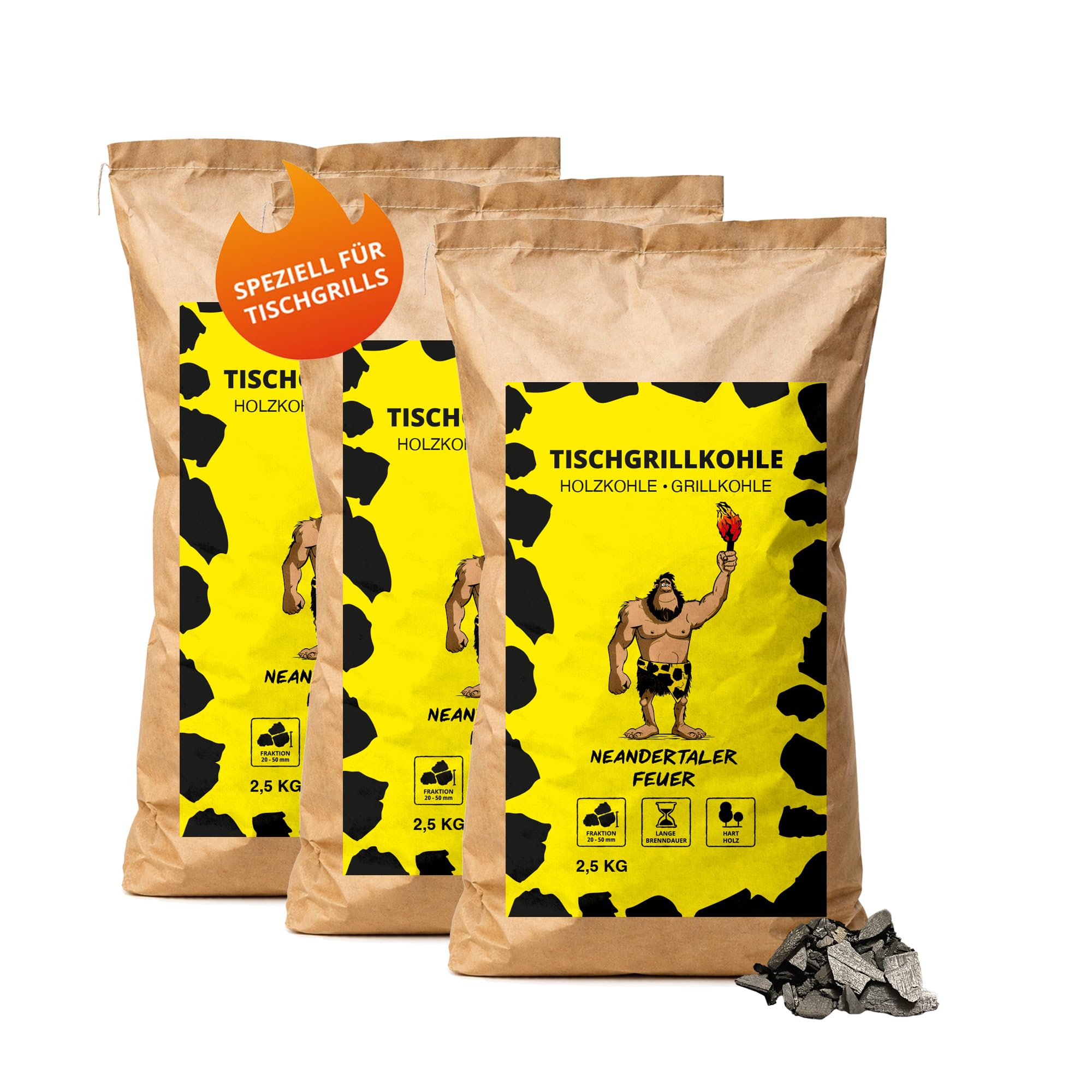 Tischgrillkohle Holzkohle Grillkohle – 7,5 kg Grill Kohle für Tischgrill Balkon Dutch Oven Minigrill BBQ | Grillholzkohle Buchenholzkohle Charcoal Barbecues | Restaurant Qualität