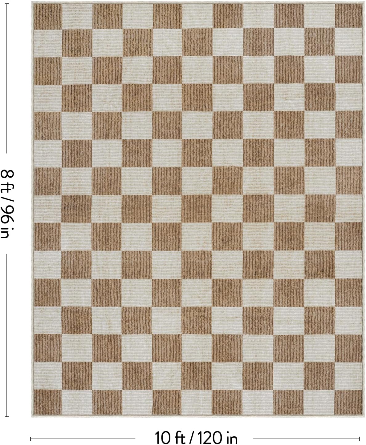 livebox 8x10 area rugs for living room, checkered non-slip washable rugs, farmhouse neutral classic geometric pattern large boys area rug for bedroom, carpet for dining room office(brown,8'x10') 8' x 10' (rectangular) brown/checkerboard