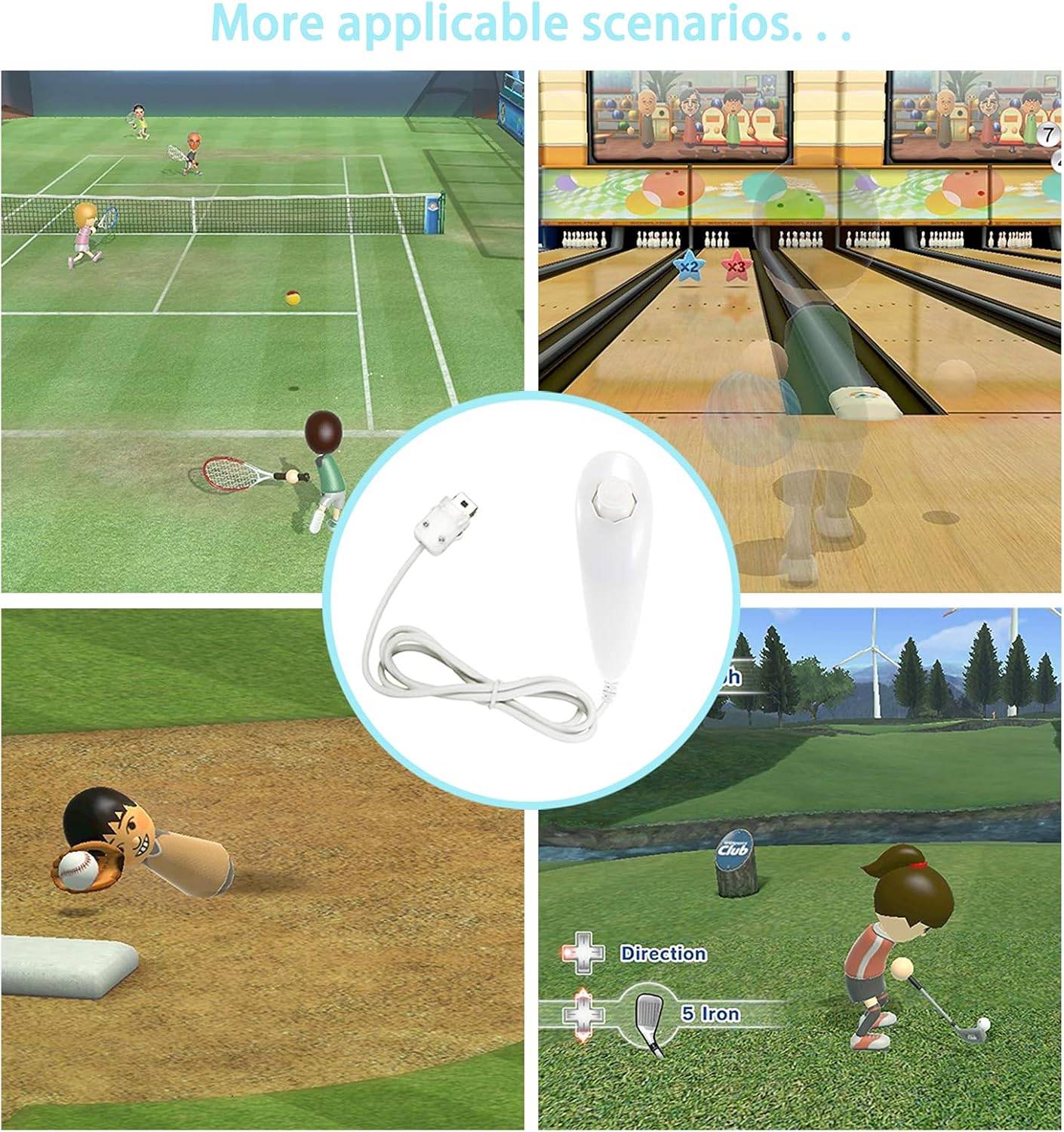 JINHEZO Nunchuck Controller Joystick Gamepad Replacement for wii Nunchuck Controller, Compatible with Nintendo Wii & Wii U Video Game Gamepads White Pack of 2 : Video Games