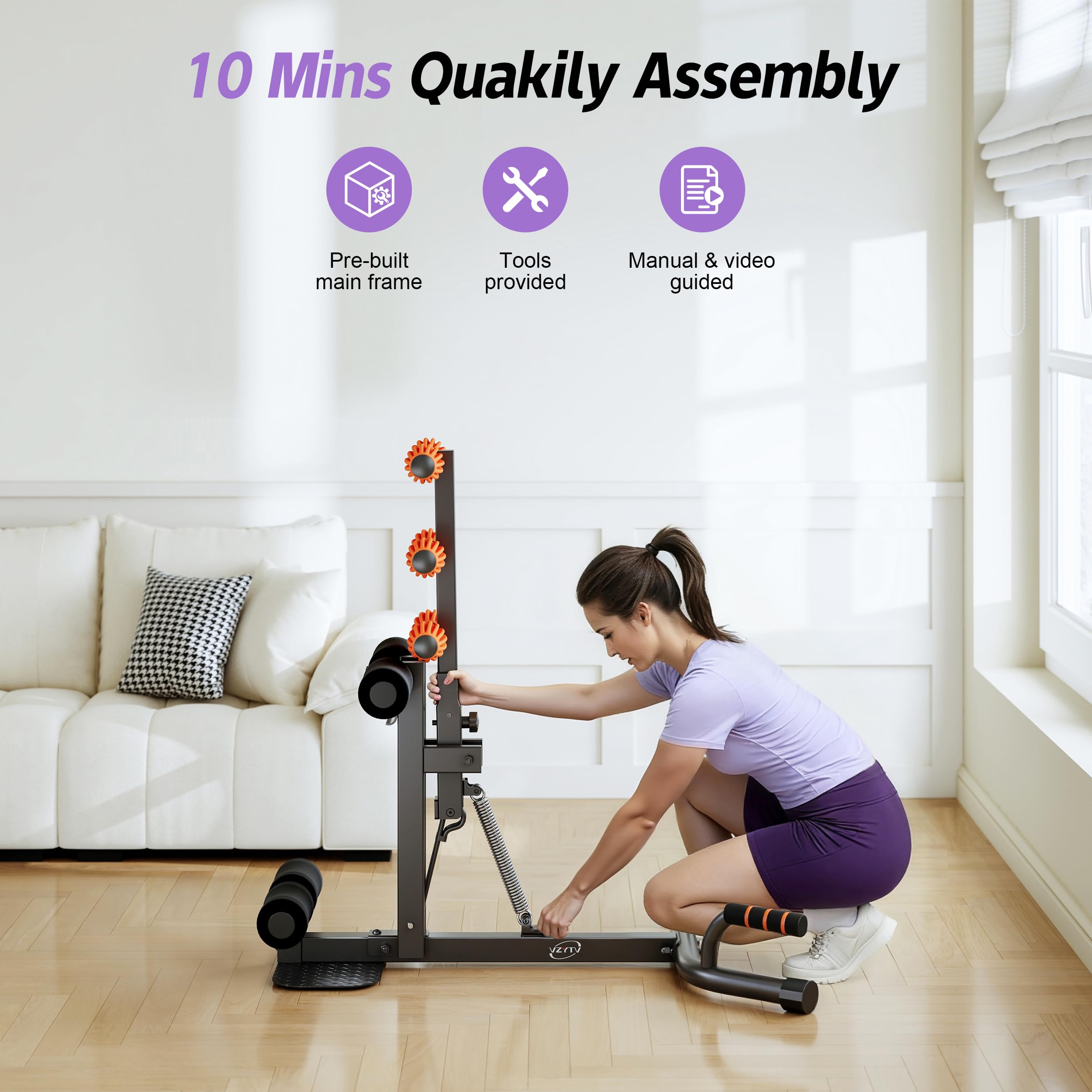 Appareil de Squat Profond, Appareil d'entraînement fessier réglable, Exercices abdominaux pour Le Bas du Corps à Faible Impact, Exercices de Pompes à Domicile, Facile à Assembler