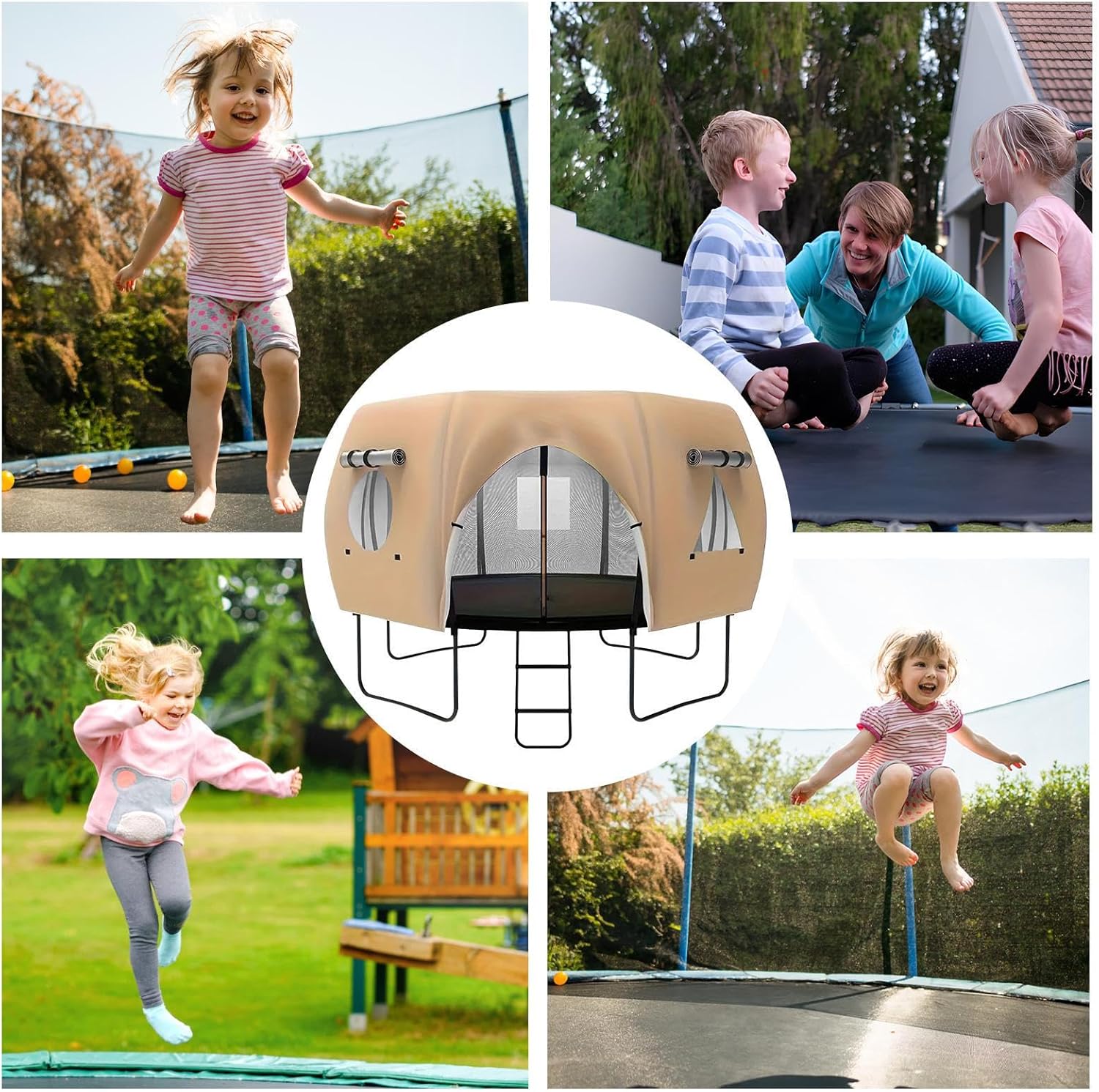 トランポリン用テント - 紫外線防止カバー 屋外 14フィート 日焼け防止 トランポリン キャノピー テント 裏庭の遊び場用