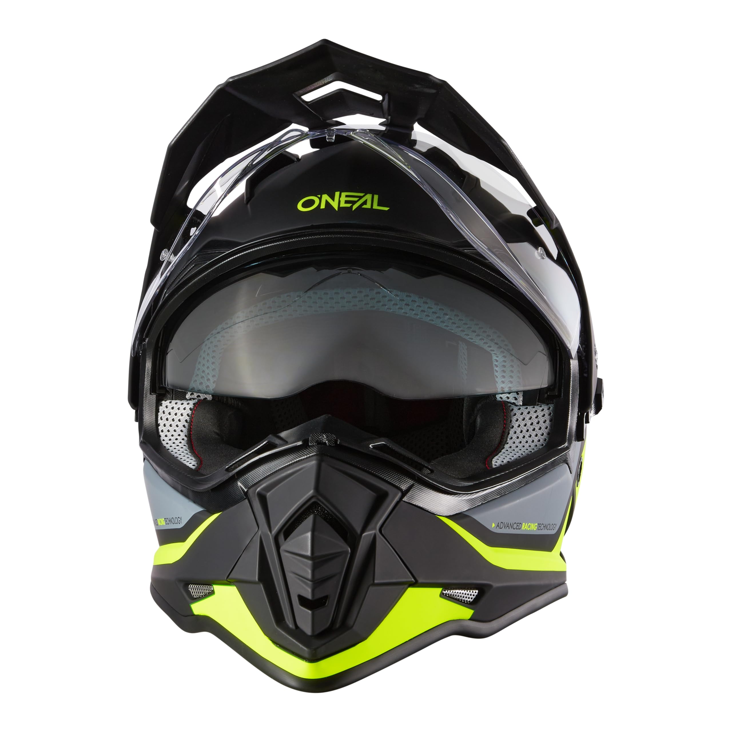 O'NEAL Casco de Moto Enduro Aberturas de ventilación para un máximo Flujo de Aire y refrigeración, Carcasa ABS, Visera Solar integrada Casco Sierra R V.24 Adulto Negro Amarillo Neón Gris Talla S