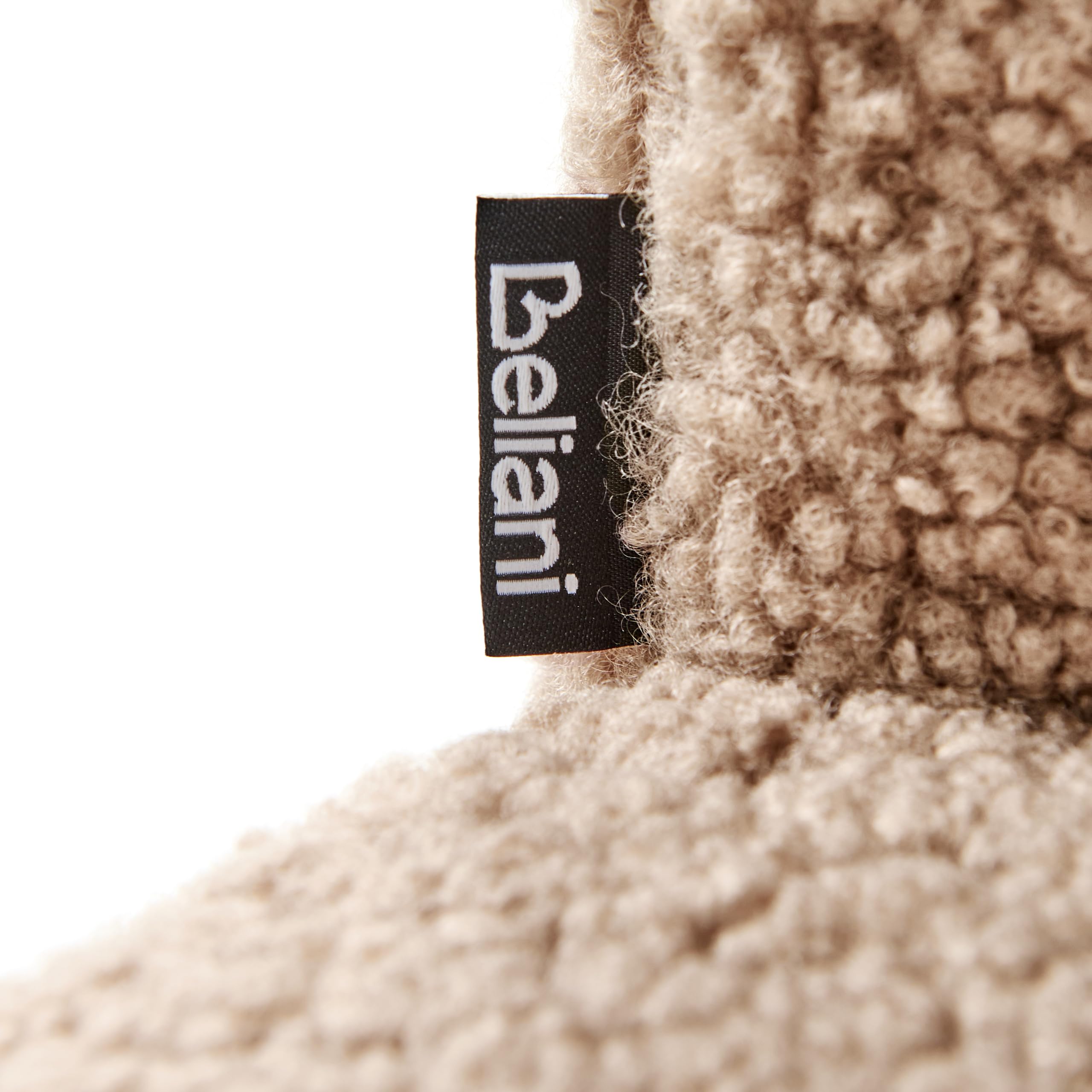 Beliani Sessel Muschel-Design Bouclé beige rund schwarzes Metallgestell Retro Lovelock