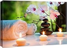 wall26 Canvas Print Wall Art Massage Stones, Candles & Orchid Flowers Floral Botanical Photography Realism Tropical Zen Colorful Multicolor Ultra for Living Room, Bedroom, Office - 16