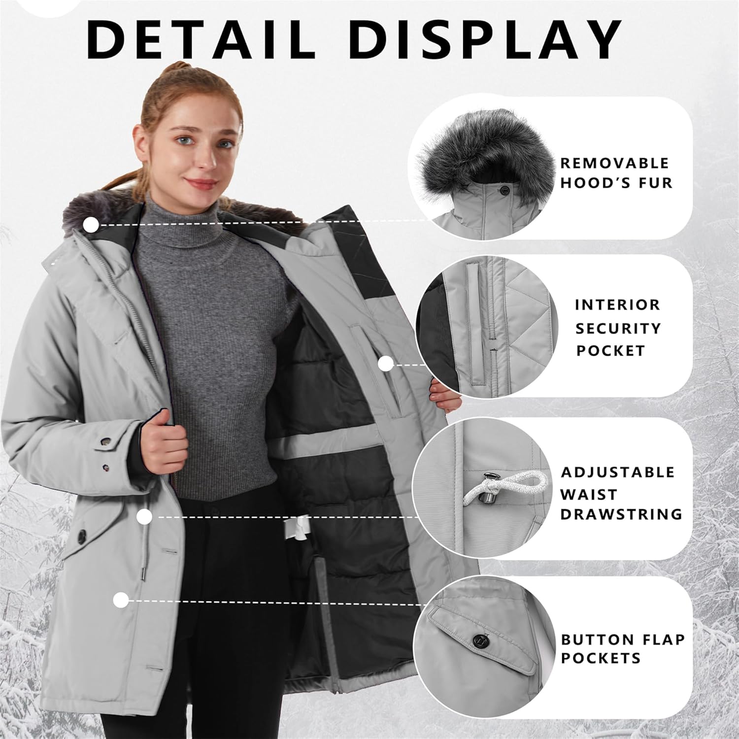 GGleaf Women's Winter Thicken Jacket (Standard & Plus Size) Quilted Coat Puffer Parka with Faux Fur Trim Hood - Image 6