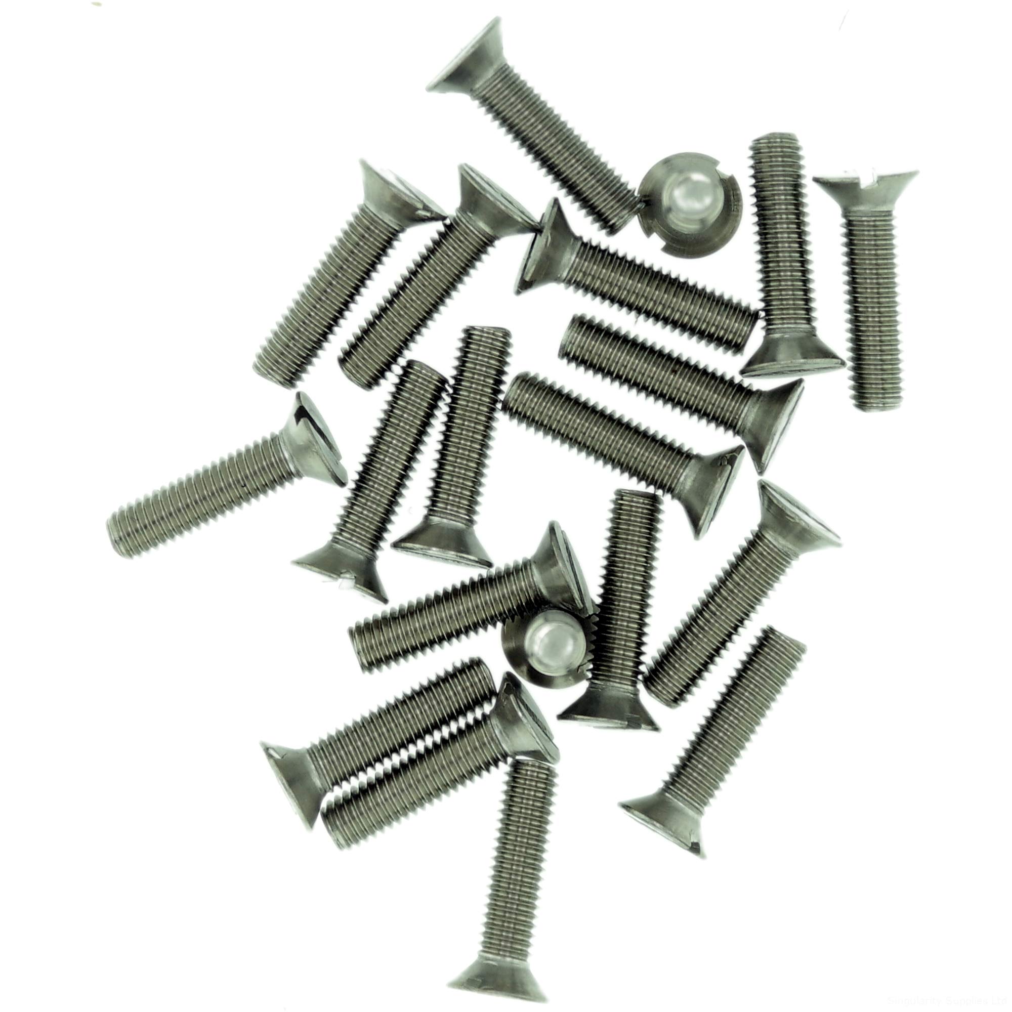 Singularity Supplies M6 (6Mm X 22Mm) Slot Countersunk Machine Screw (Bolt) - Stainless Steel (A2) (Pack Of 20)