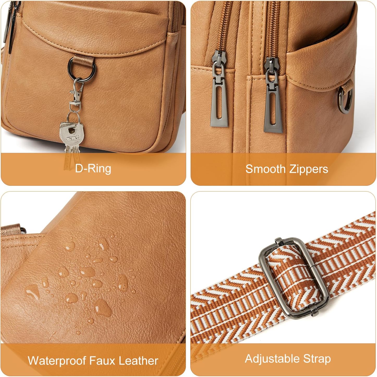 7L Sling Bag for Women Men Crossbody Belt Bag Small Travel Sling Backpack Anti Theft Chest Daypack Purse Faux Leather - Image 6