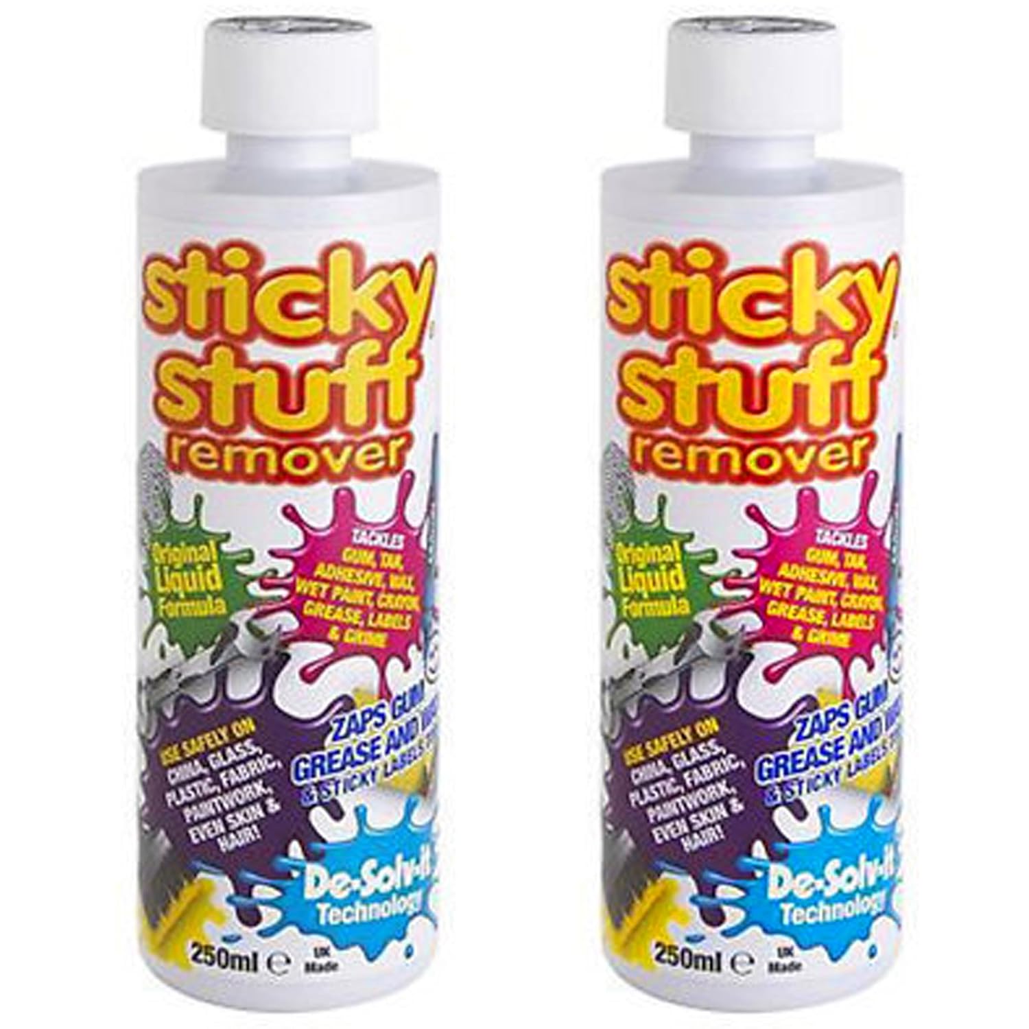 2 X DeSolvit Sticky Stuff Glue, Chewing Gum, Paint & Residue Remover