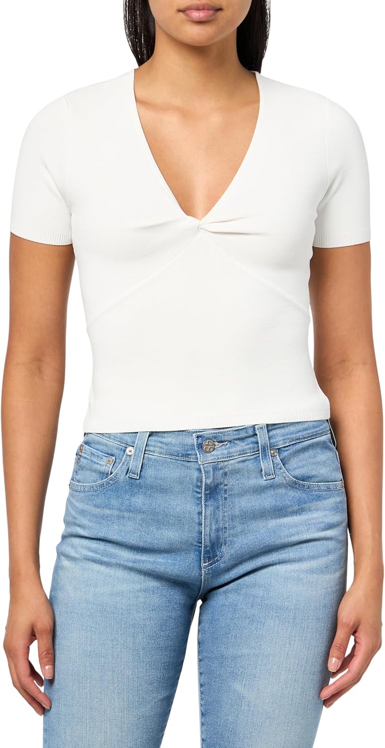 Derek Lam 10 Crosby Women's Belle Viscose Compact Knit Twist Front Sweater